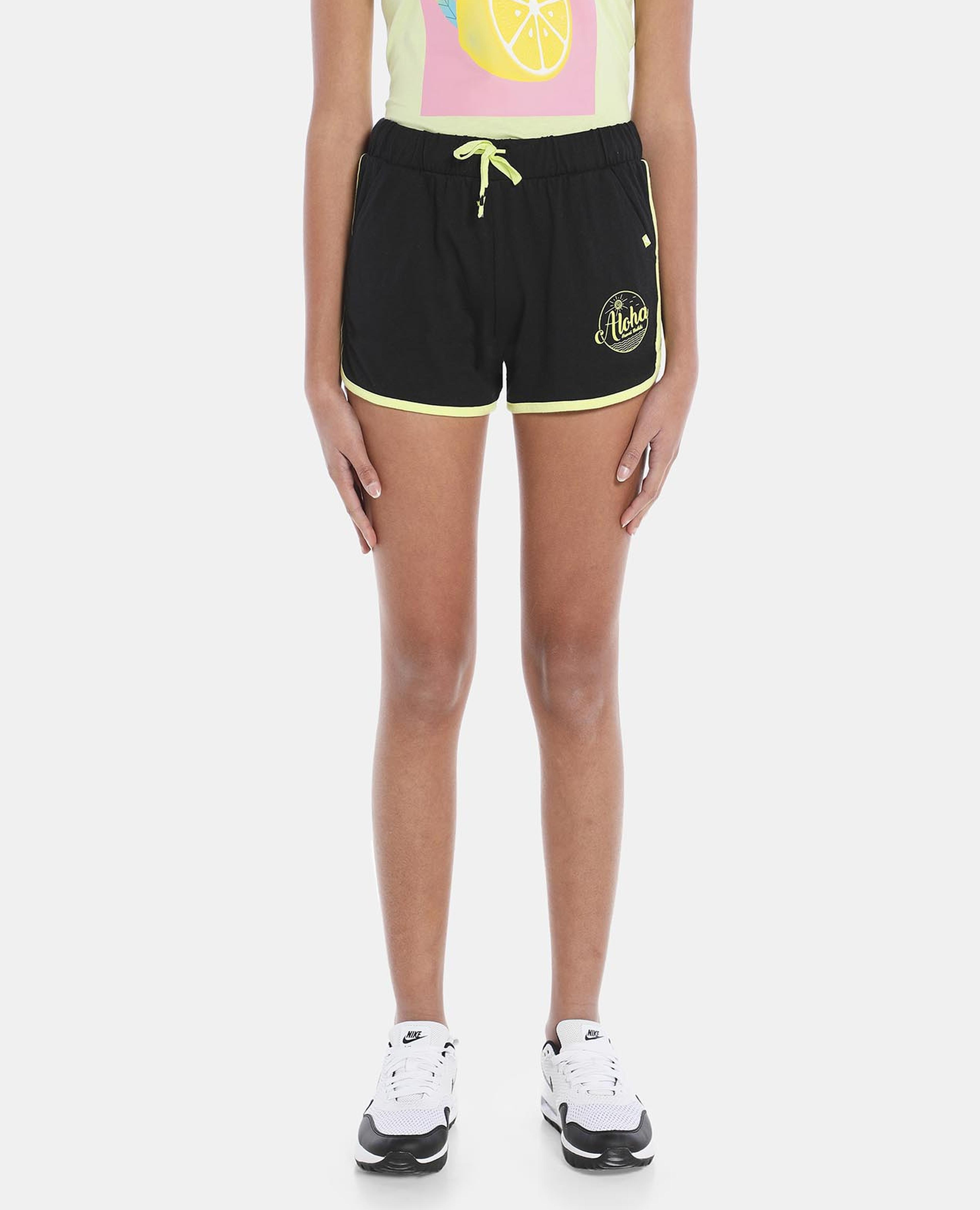 Black Printed Casual Shorts