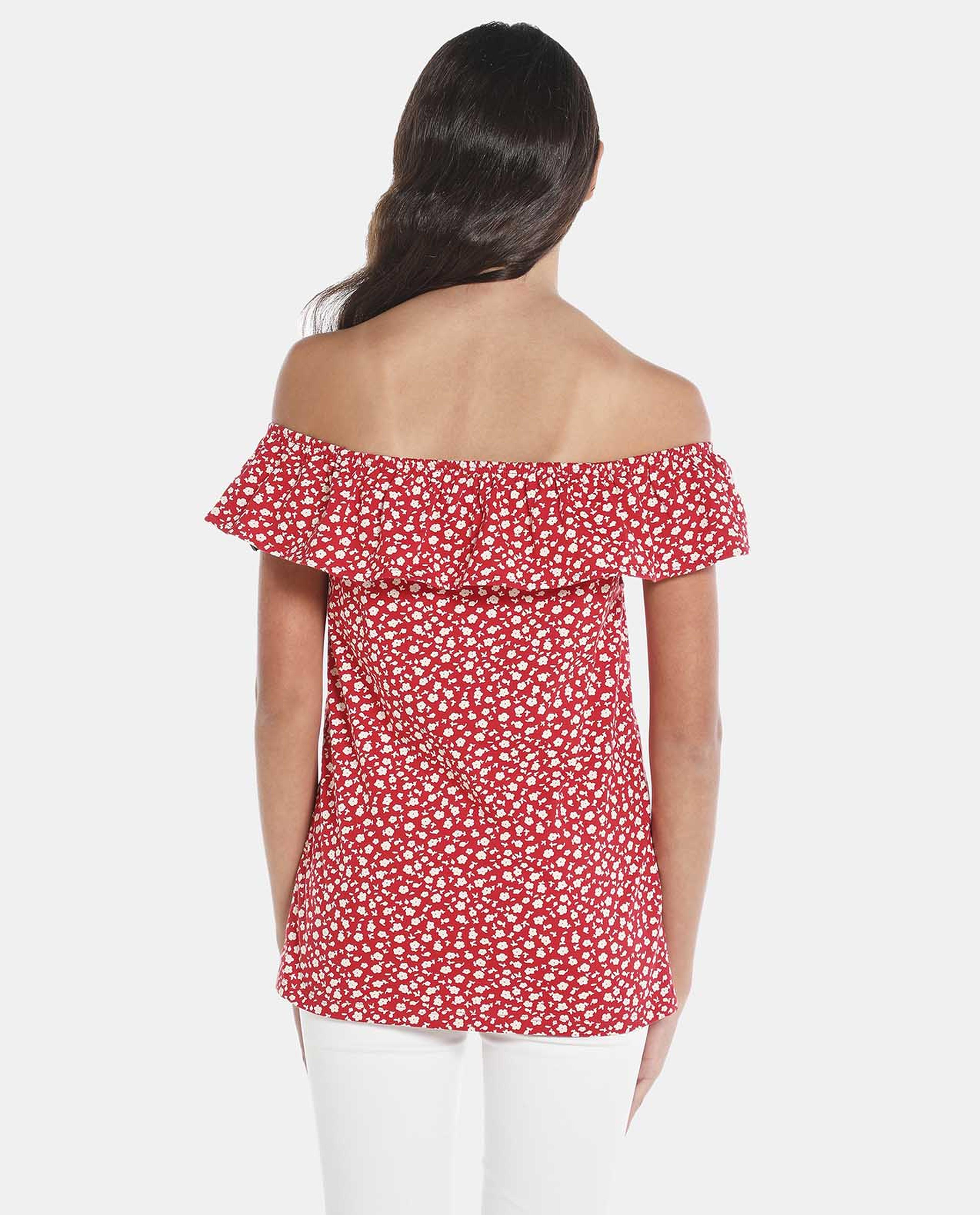 R&B Red All Over Printed Fashion Top
