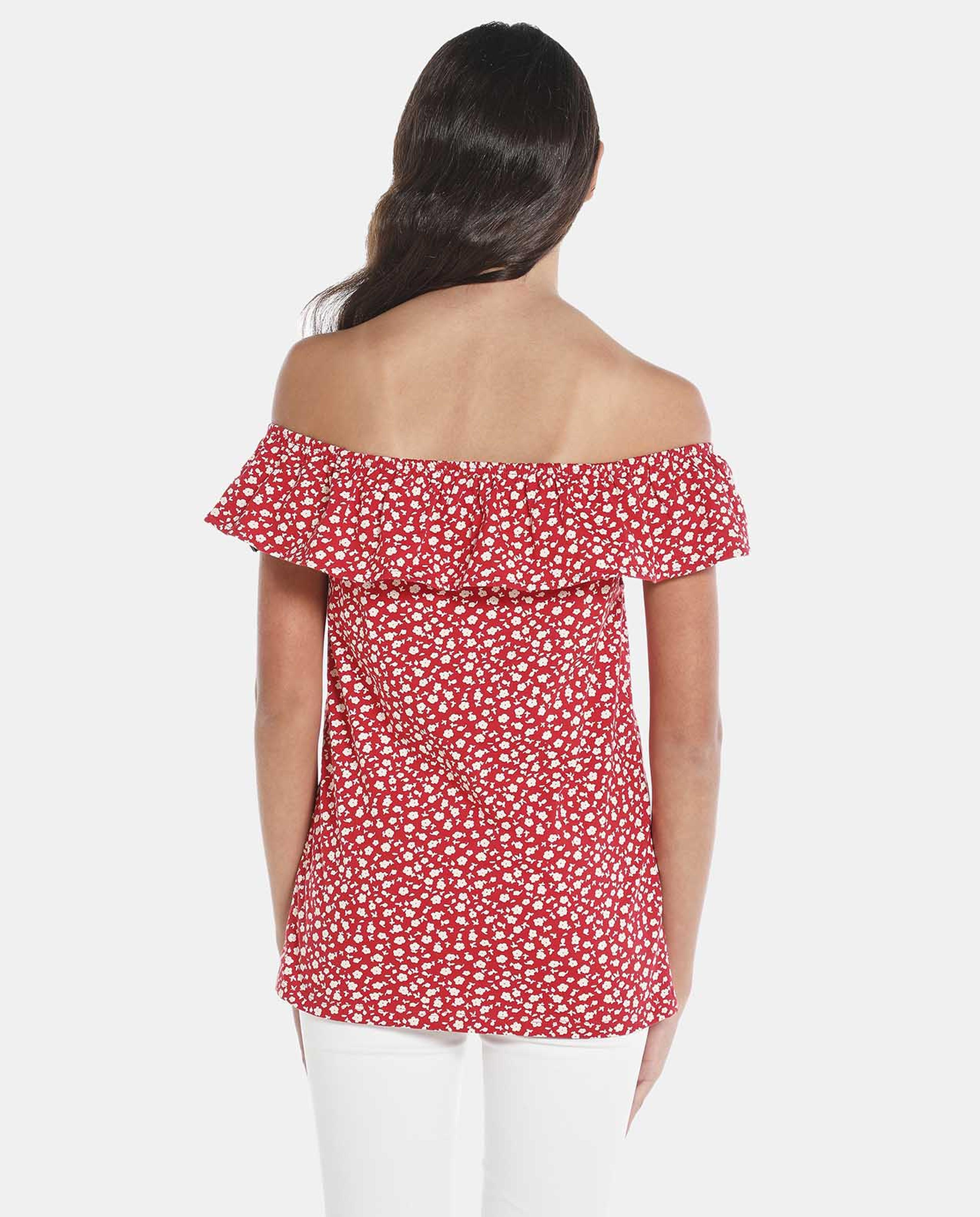 R&B Red All Over Printed Fashion Top