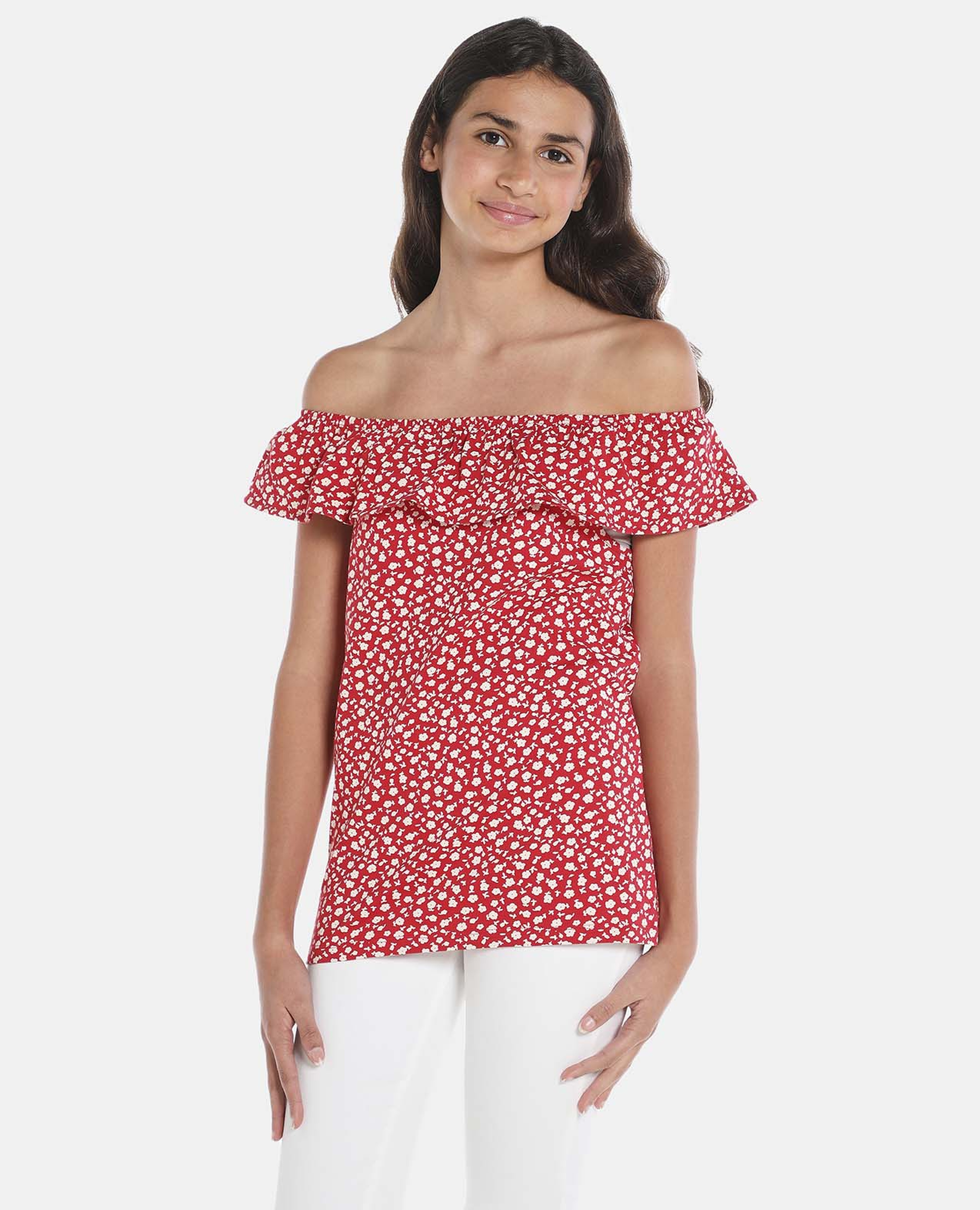 R&B Red All Over Printed Fashion Top