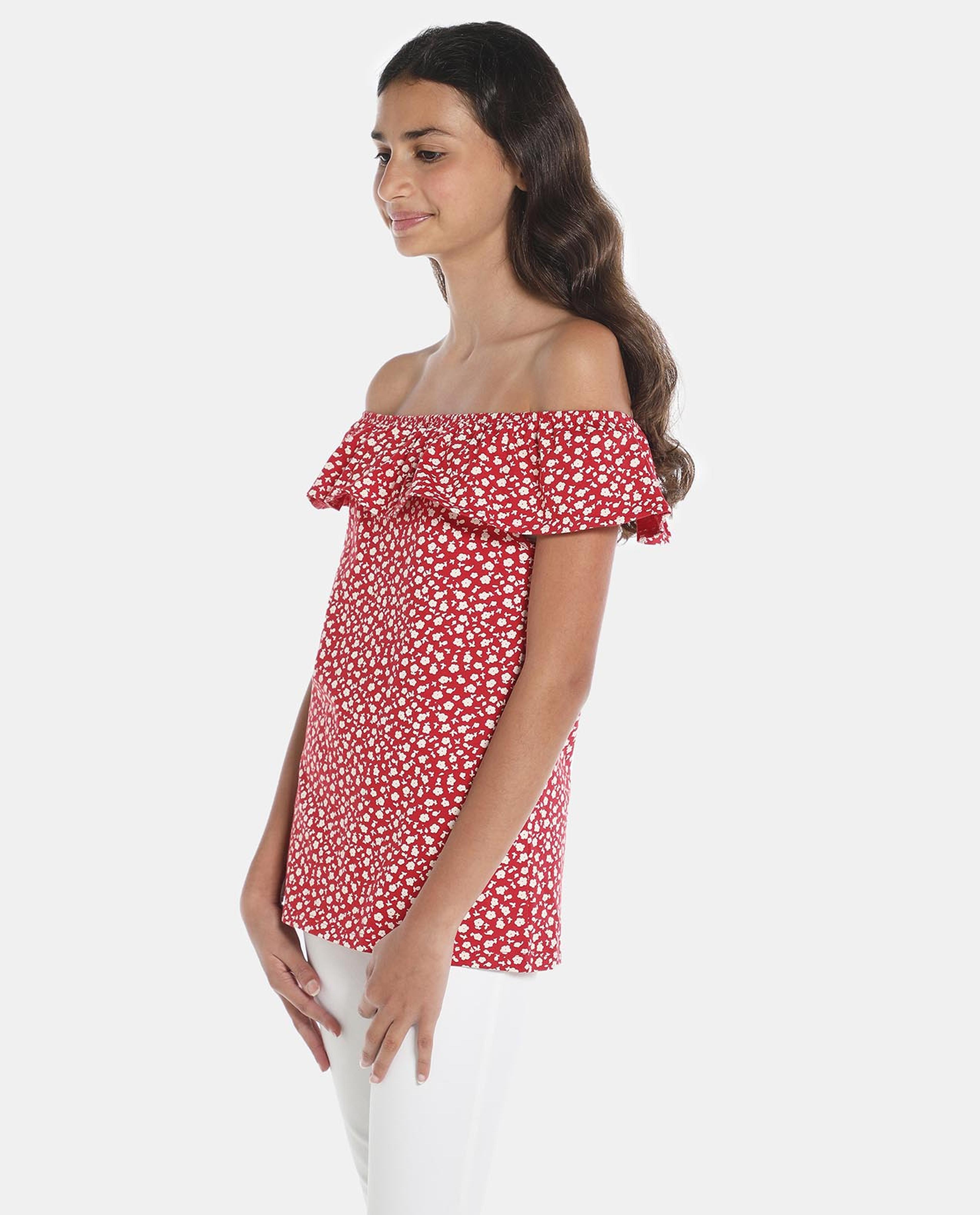 R&B Red All Over Printed Fashion Top