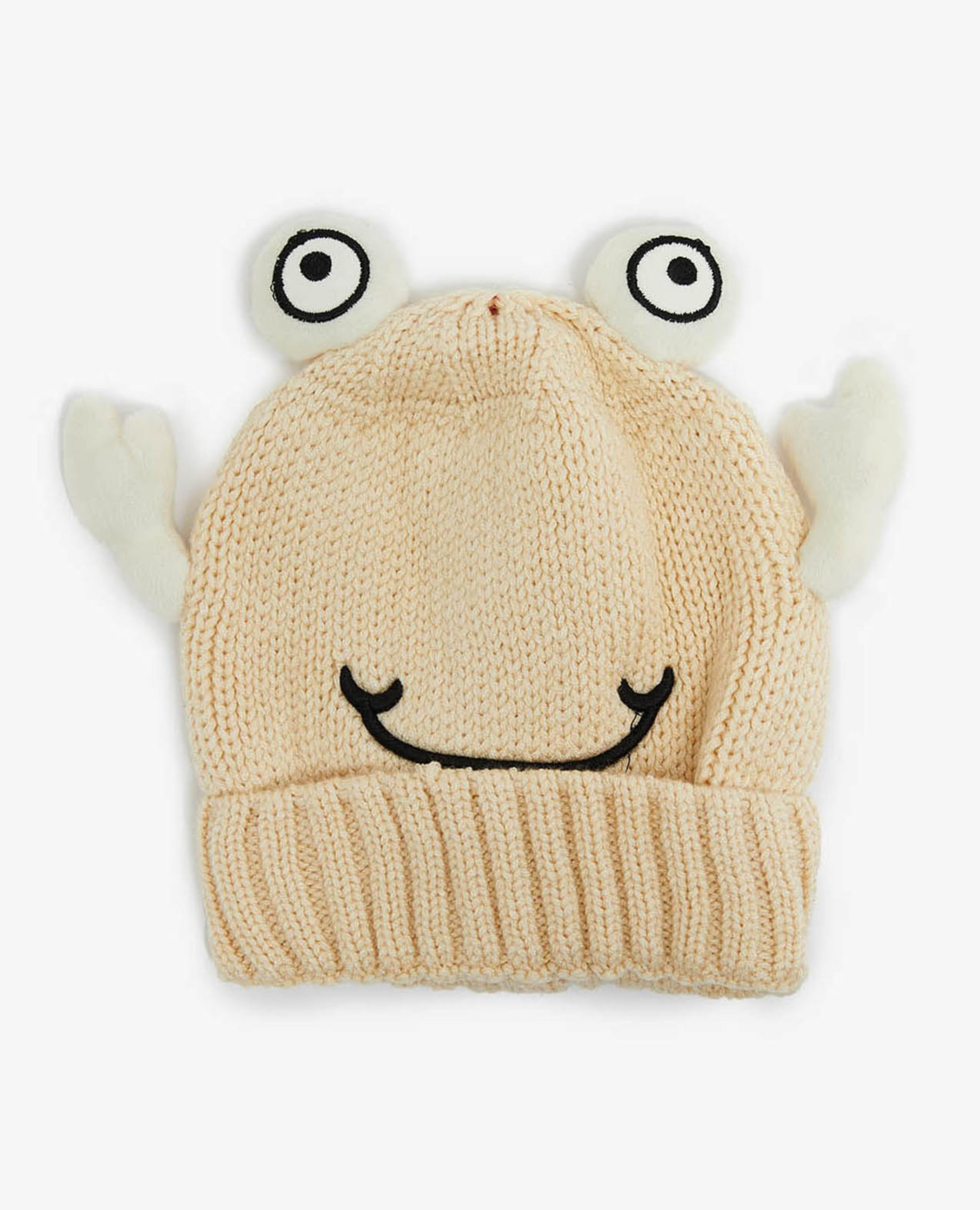 Beige Cartoon Printed Knitted Beanie