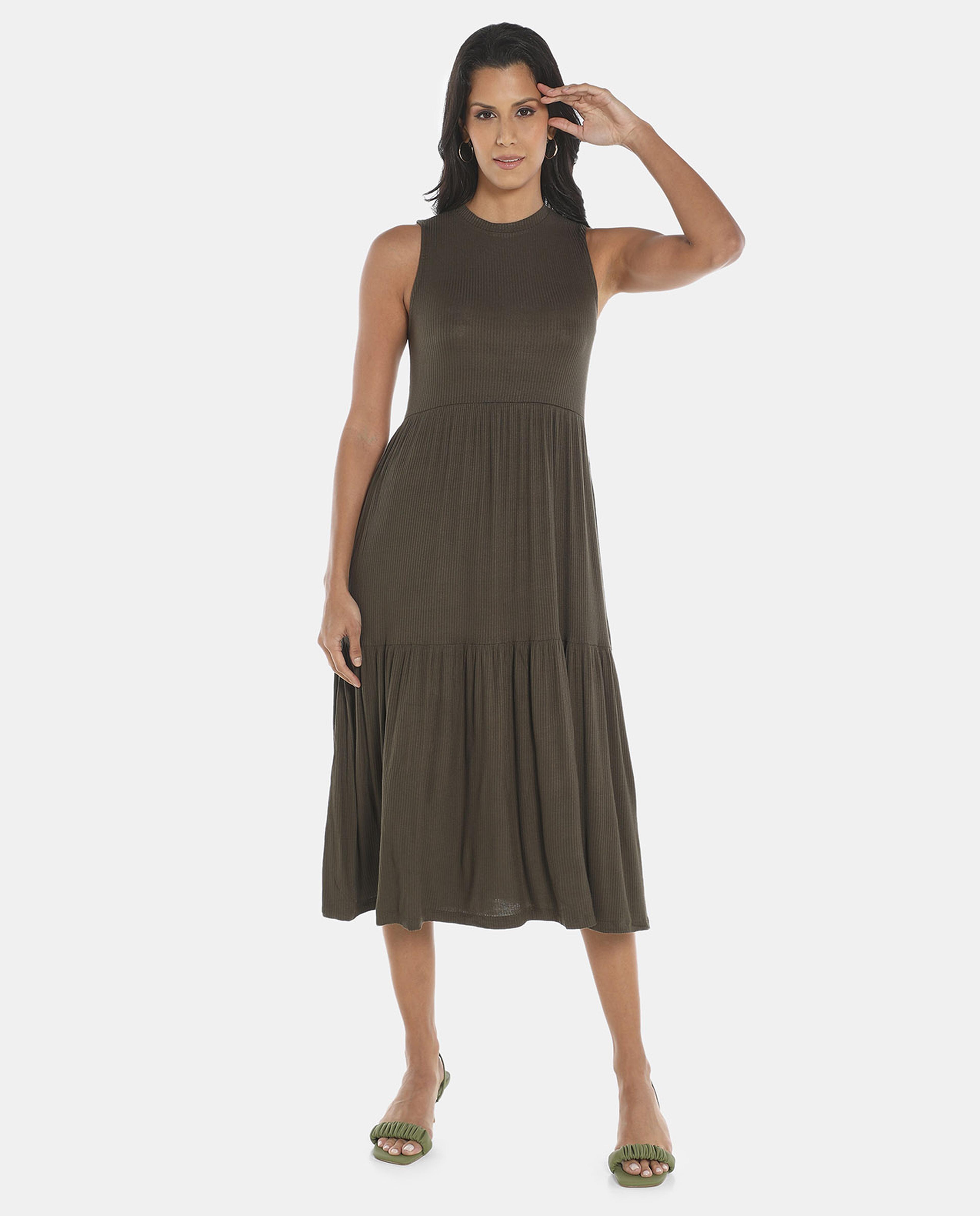 Olive A Line Midi Ruffle Dress