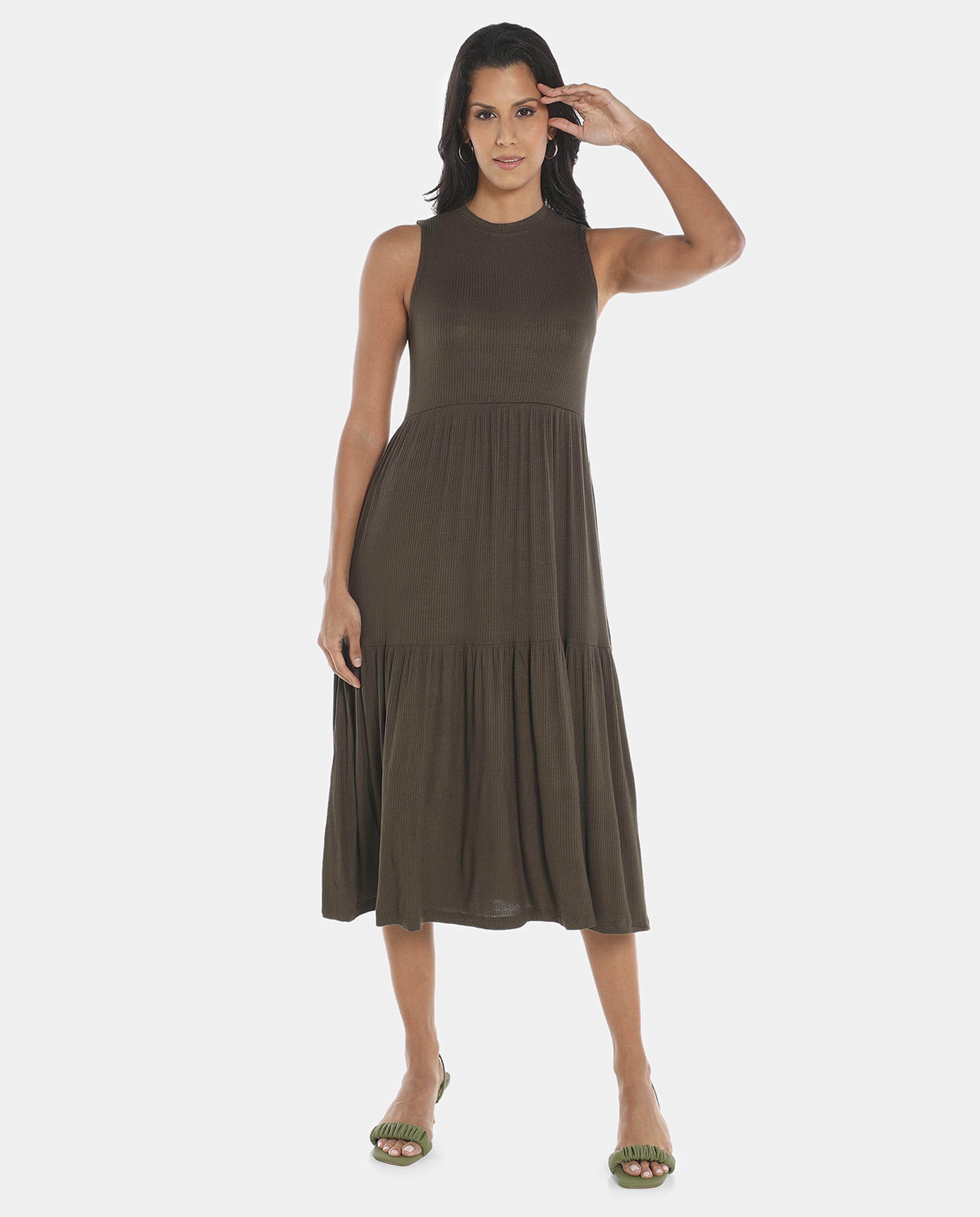Olive A Line Midi Ruffle Dress