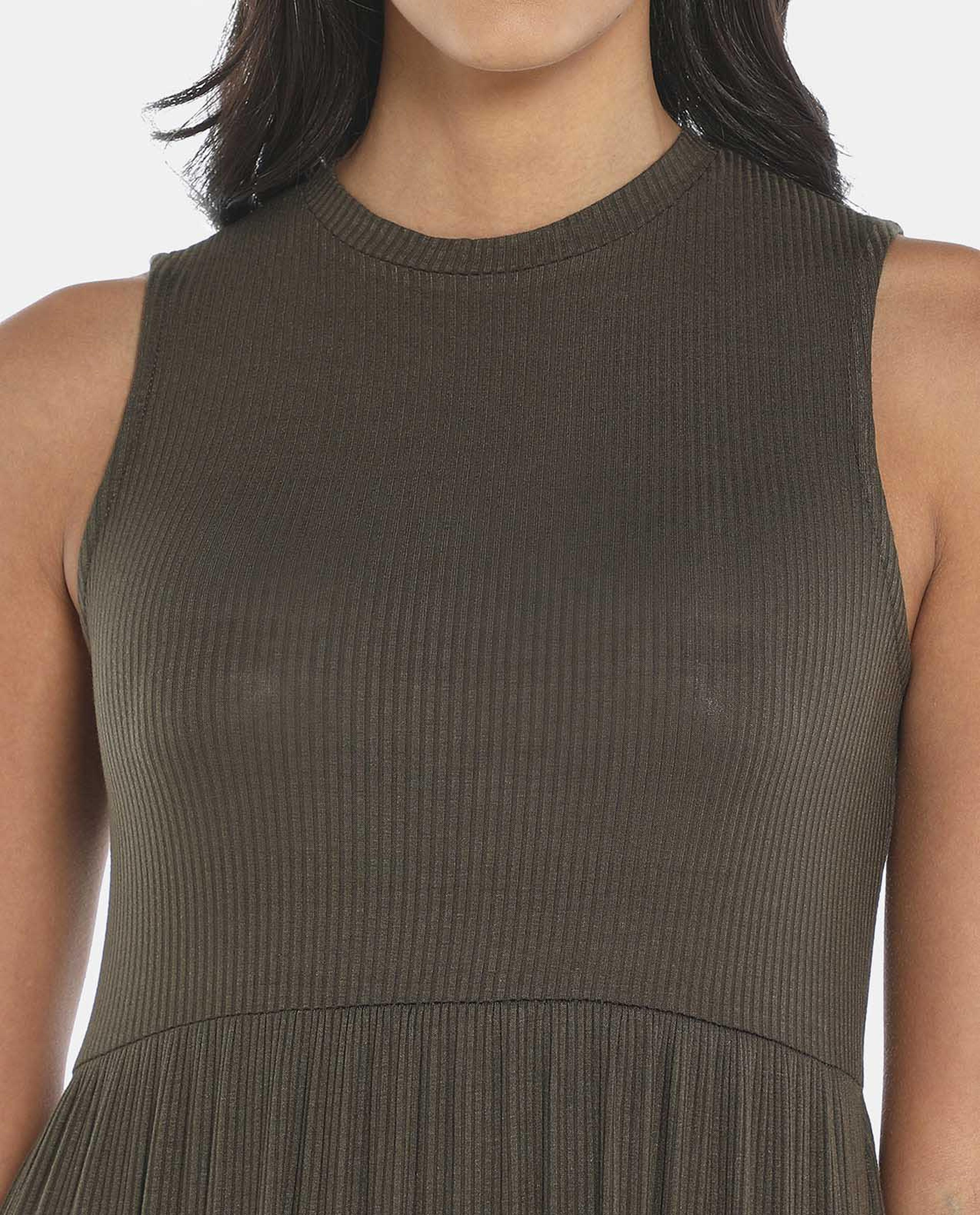 Olive A Line Midi Ruffle Dress