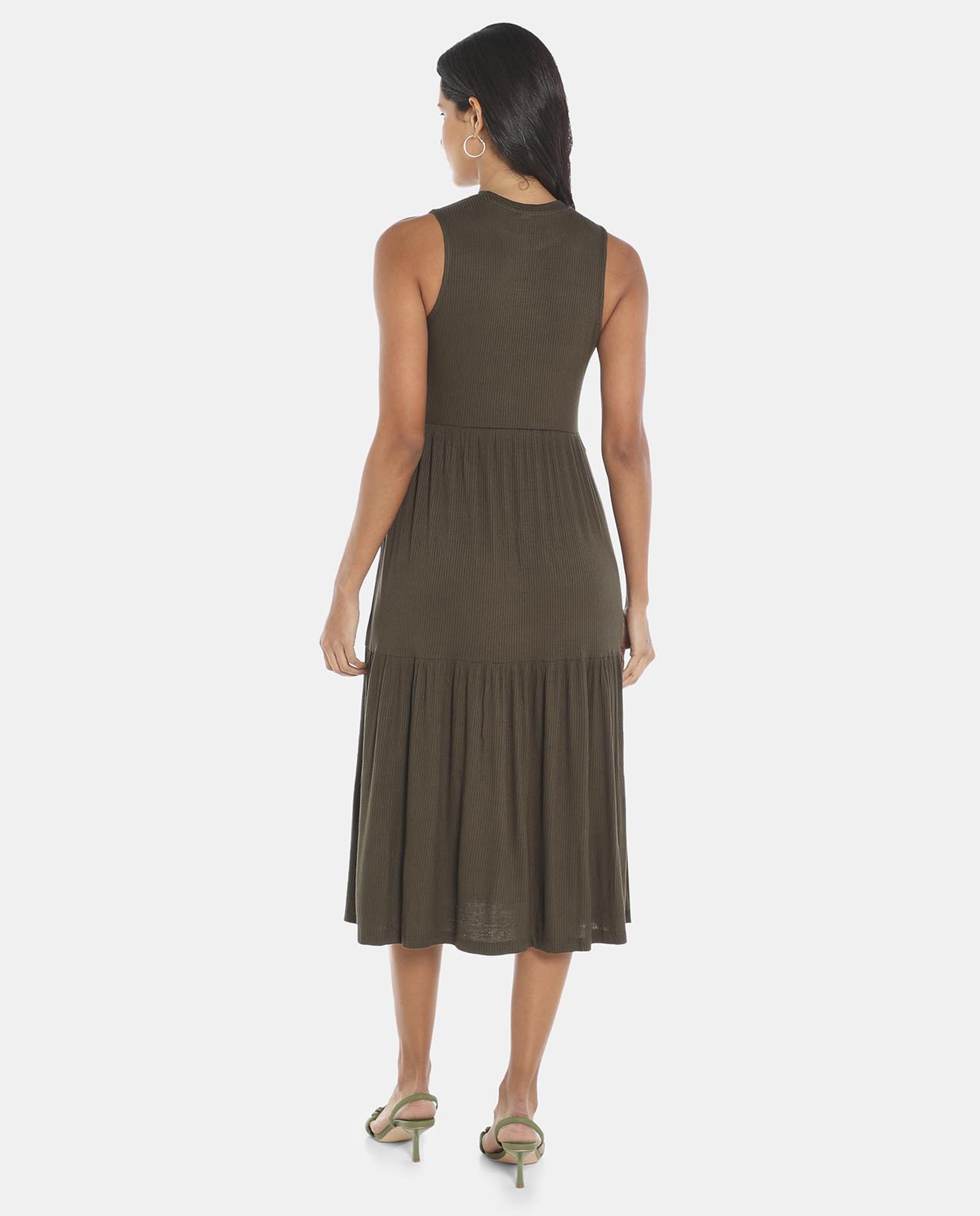 Olive A Line Midi Ruffle Dress