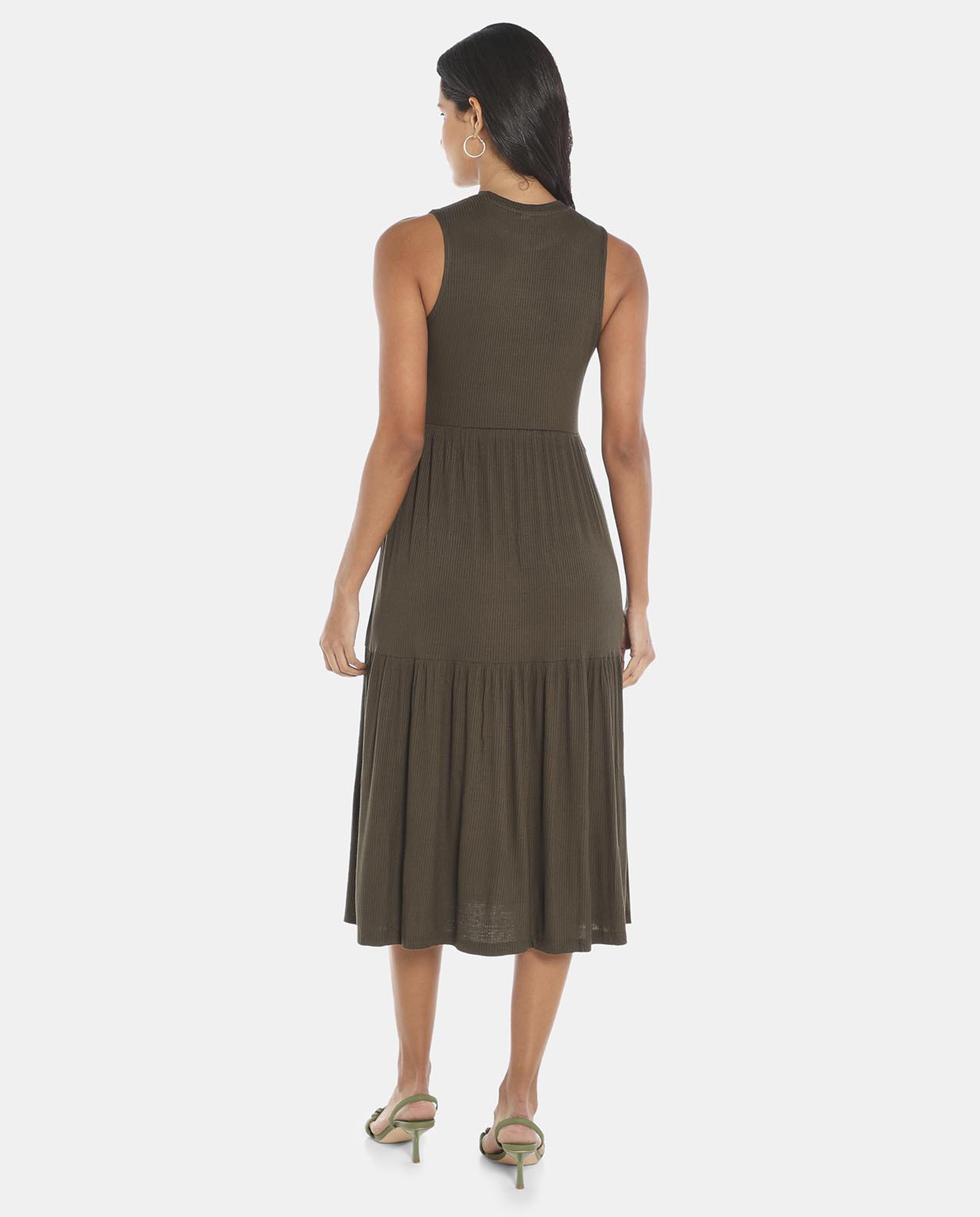 Olive A Line Midi Ruffle Dress