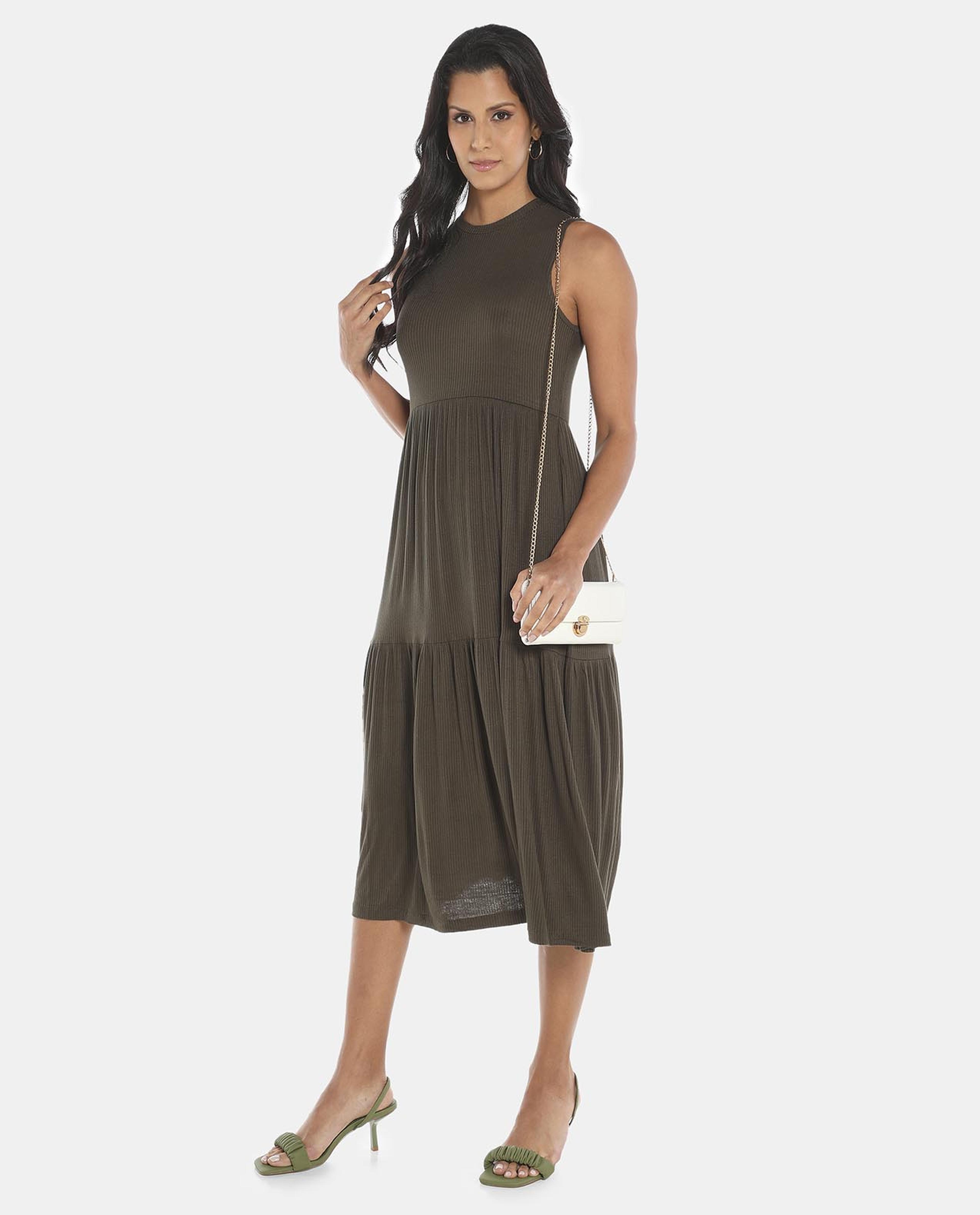 Olive A Line Midi Ruffle Dress