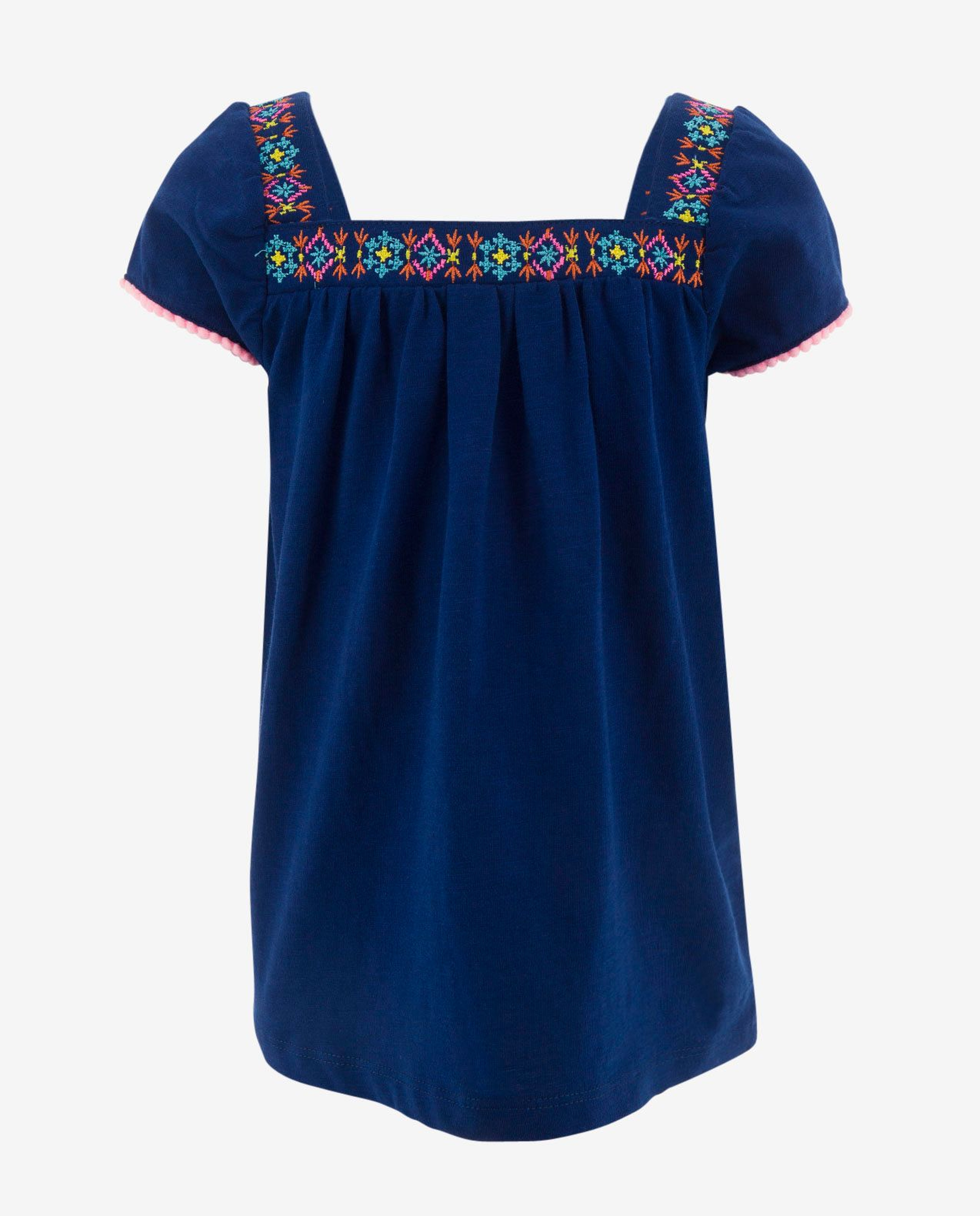 Navy Blue Embroidered Top