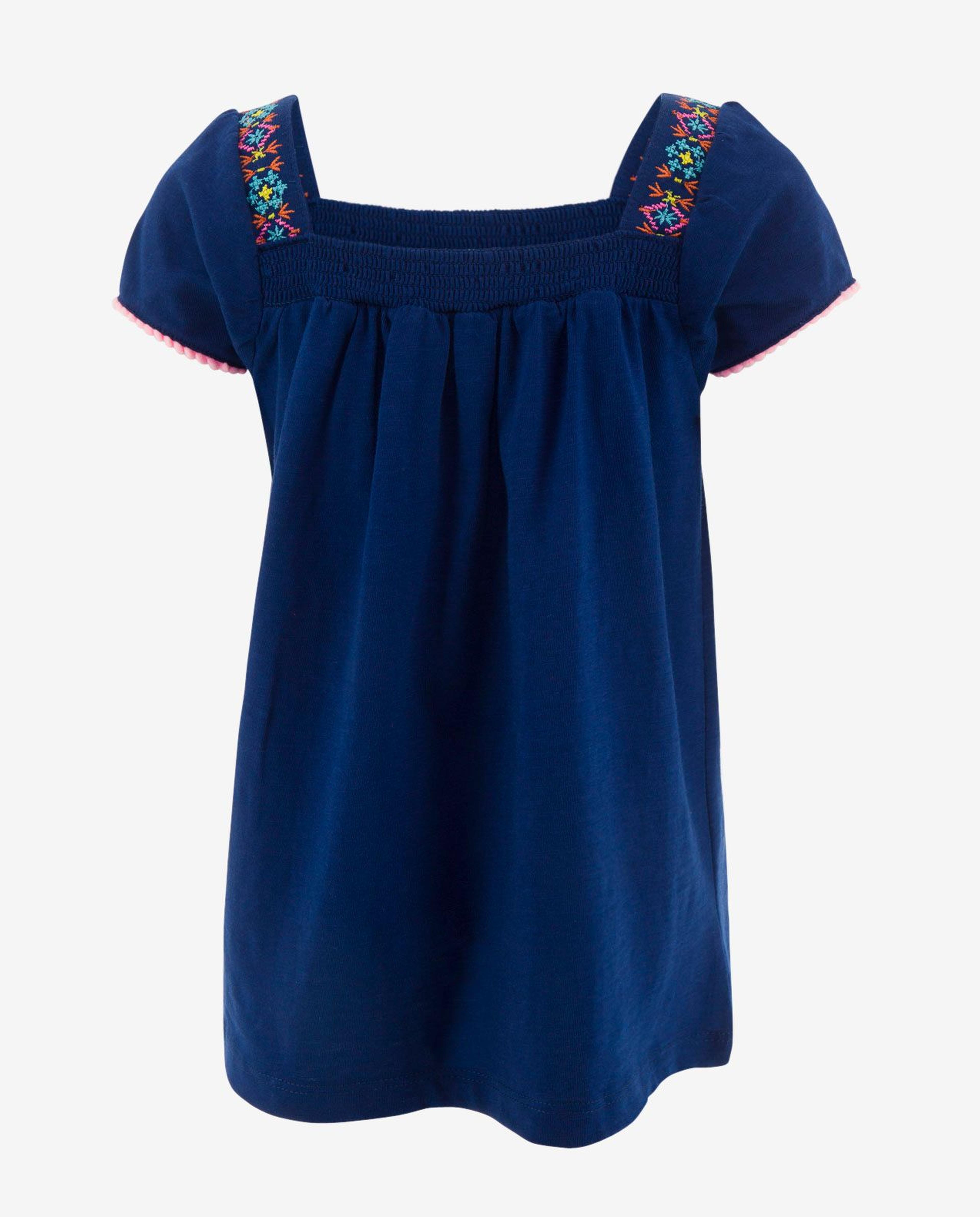 Navy Blue Embroidered Top