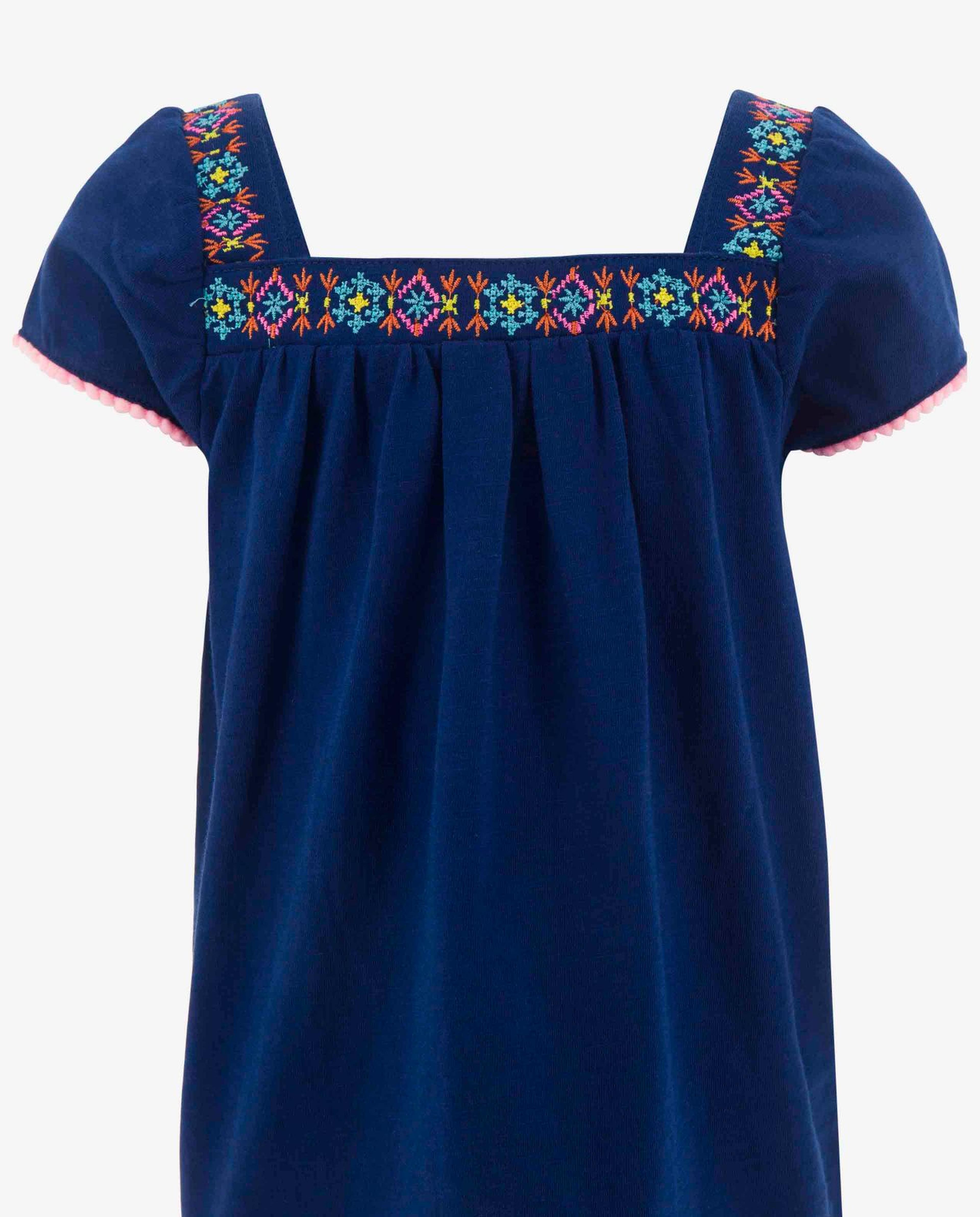 Navy Blue Embroidered Top