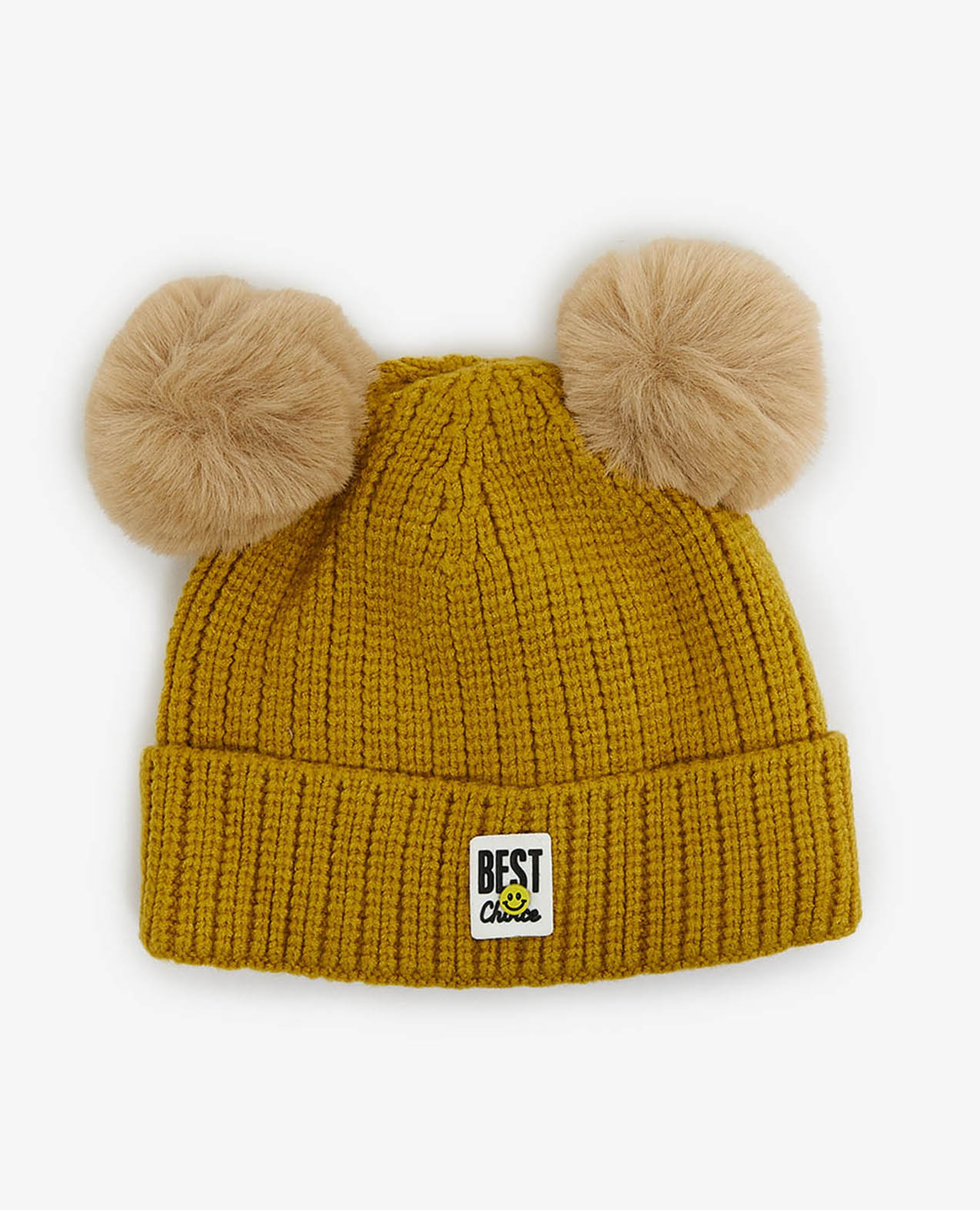 Green Cute Fur Ball Knitted Beanie