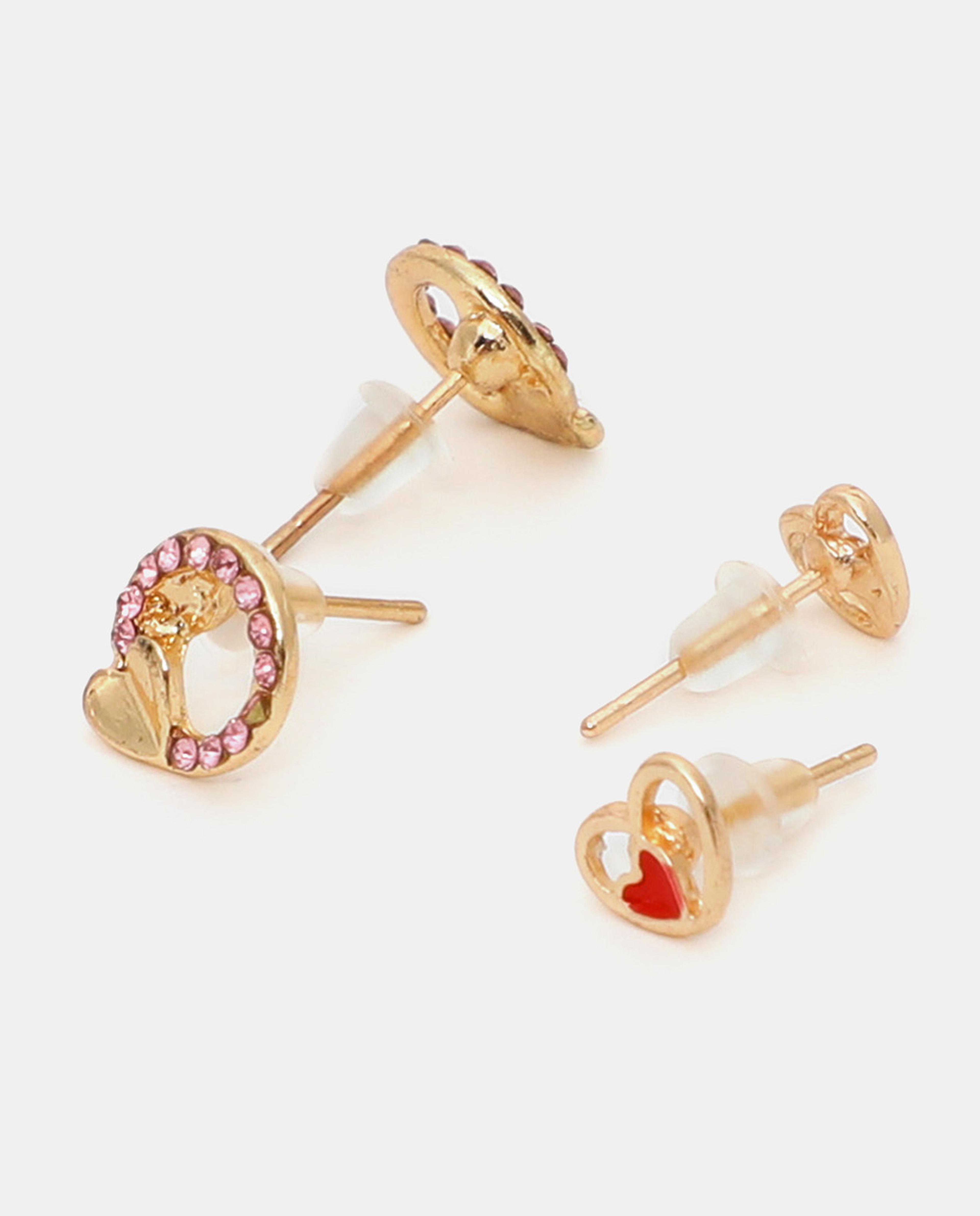 مجموعة من 3 قطع- أقراط أذن باللون الذهبي من آر أند بي