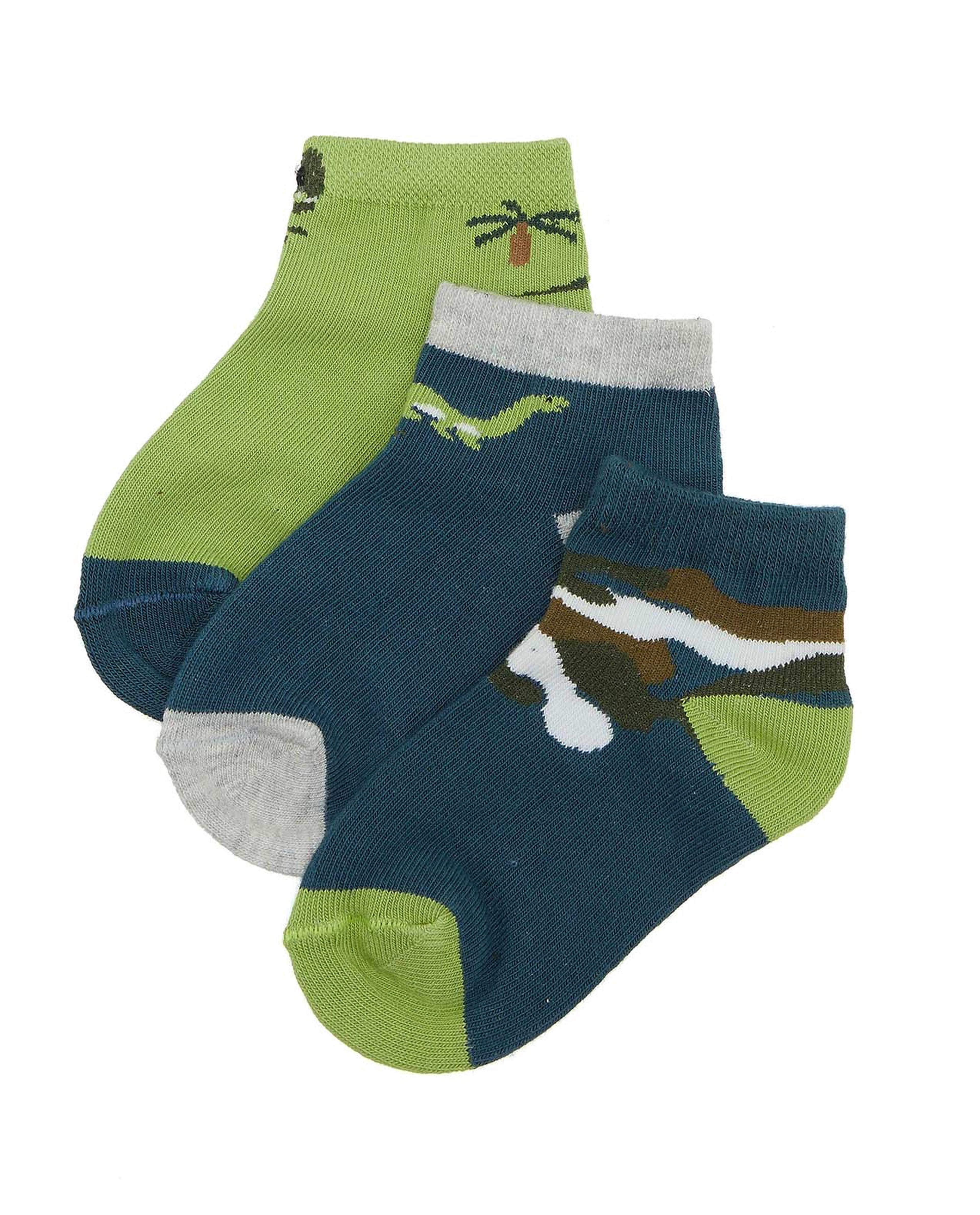 جوارب للكاحل بطبعة - 3 أزواج