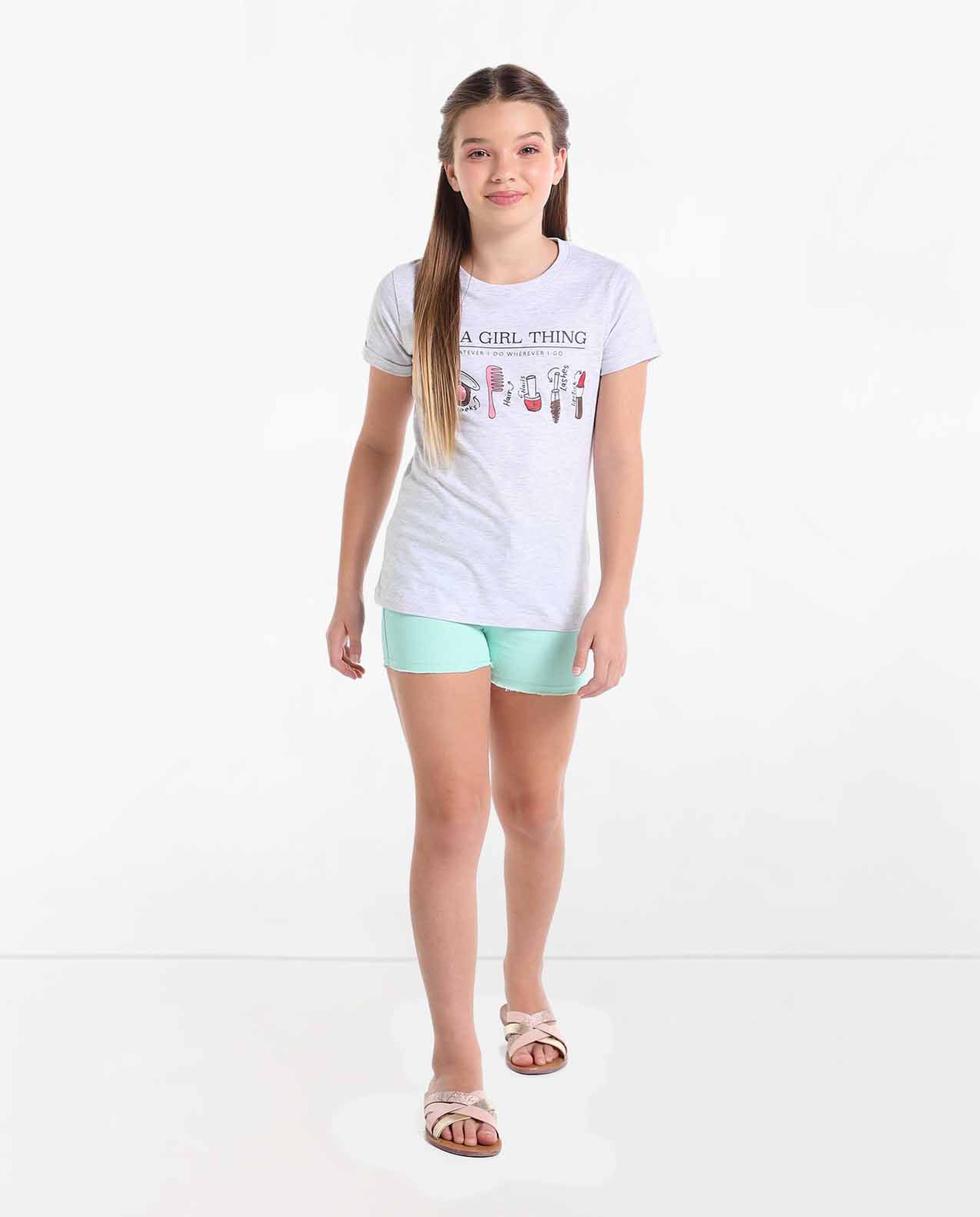 Solid Mid-Rise Shorts with Button Closure