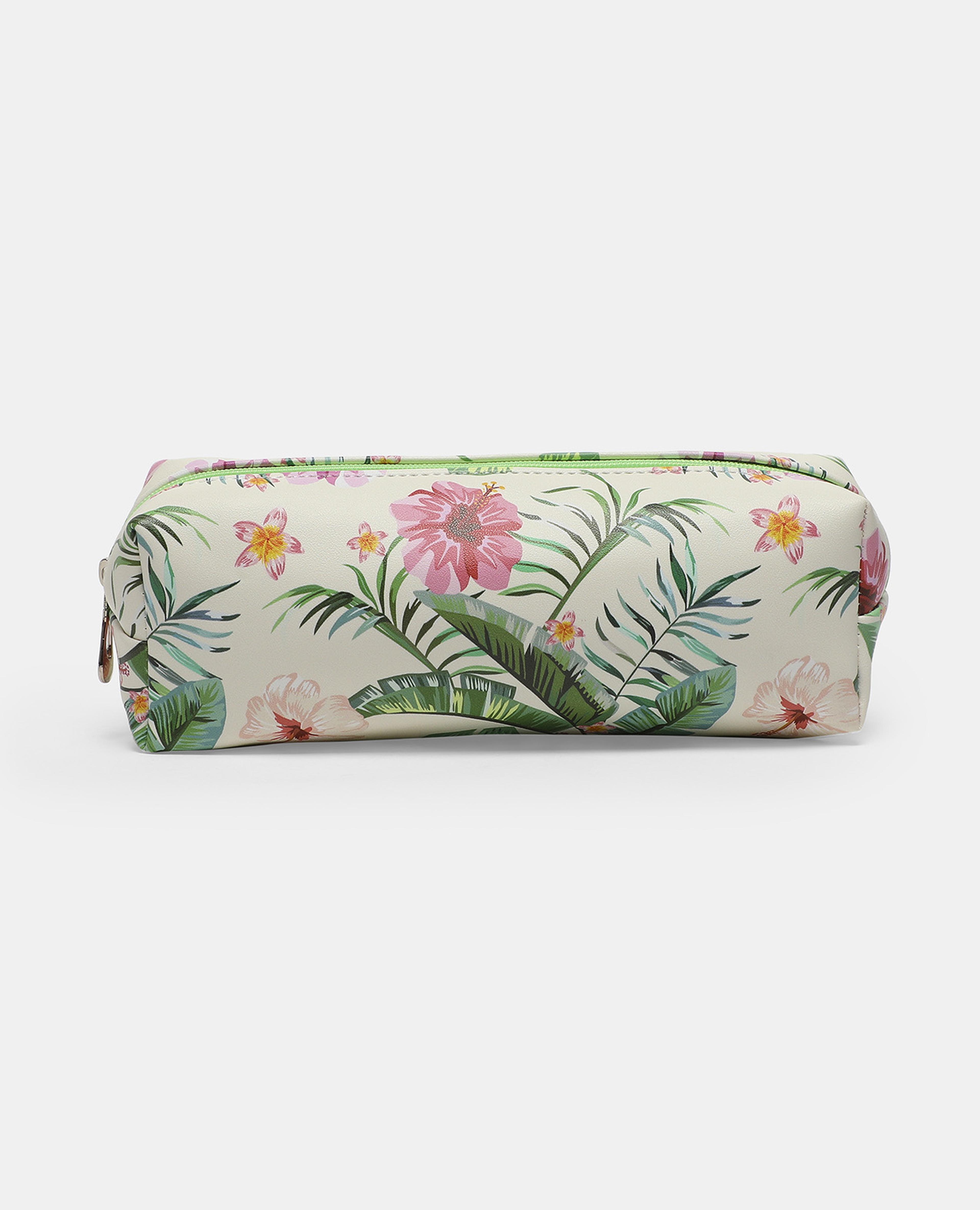 Floral Print Round Pencil Pouch