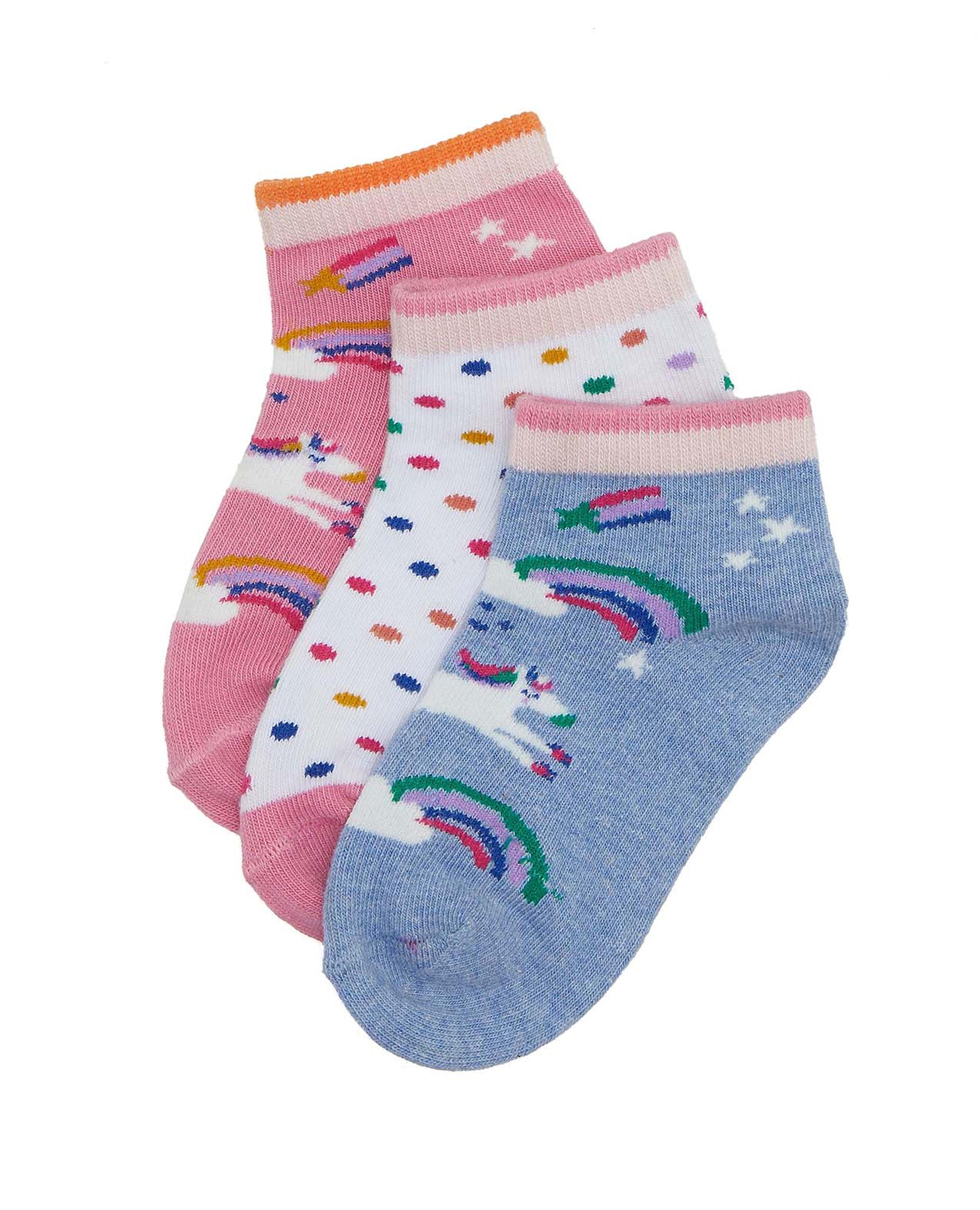 3 Pack Printed Ankle Socks