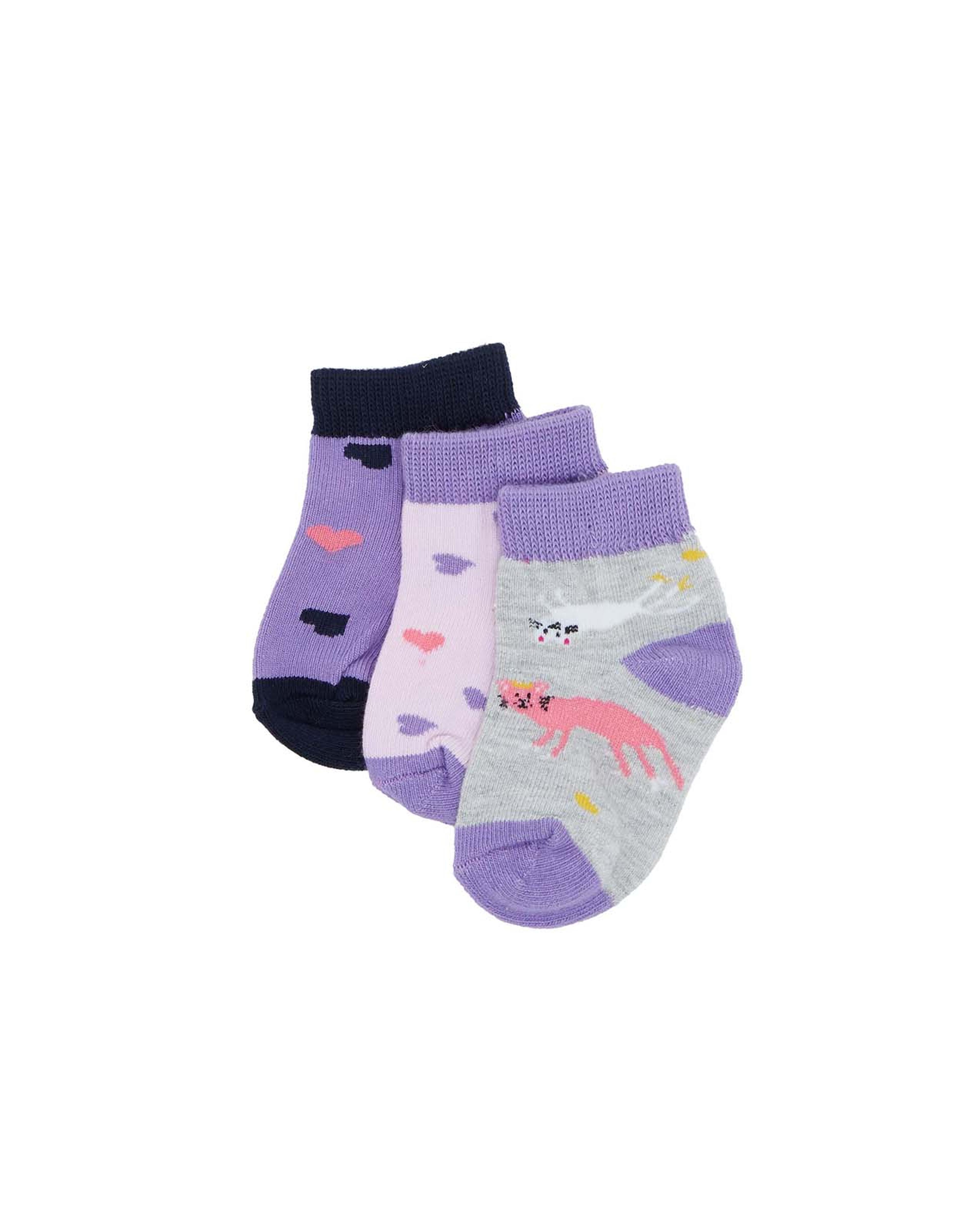 Pack of 3 Printed Ankle Socks