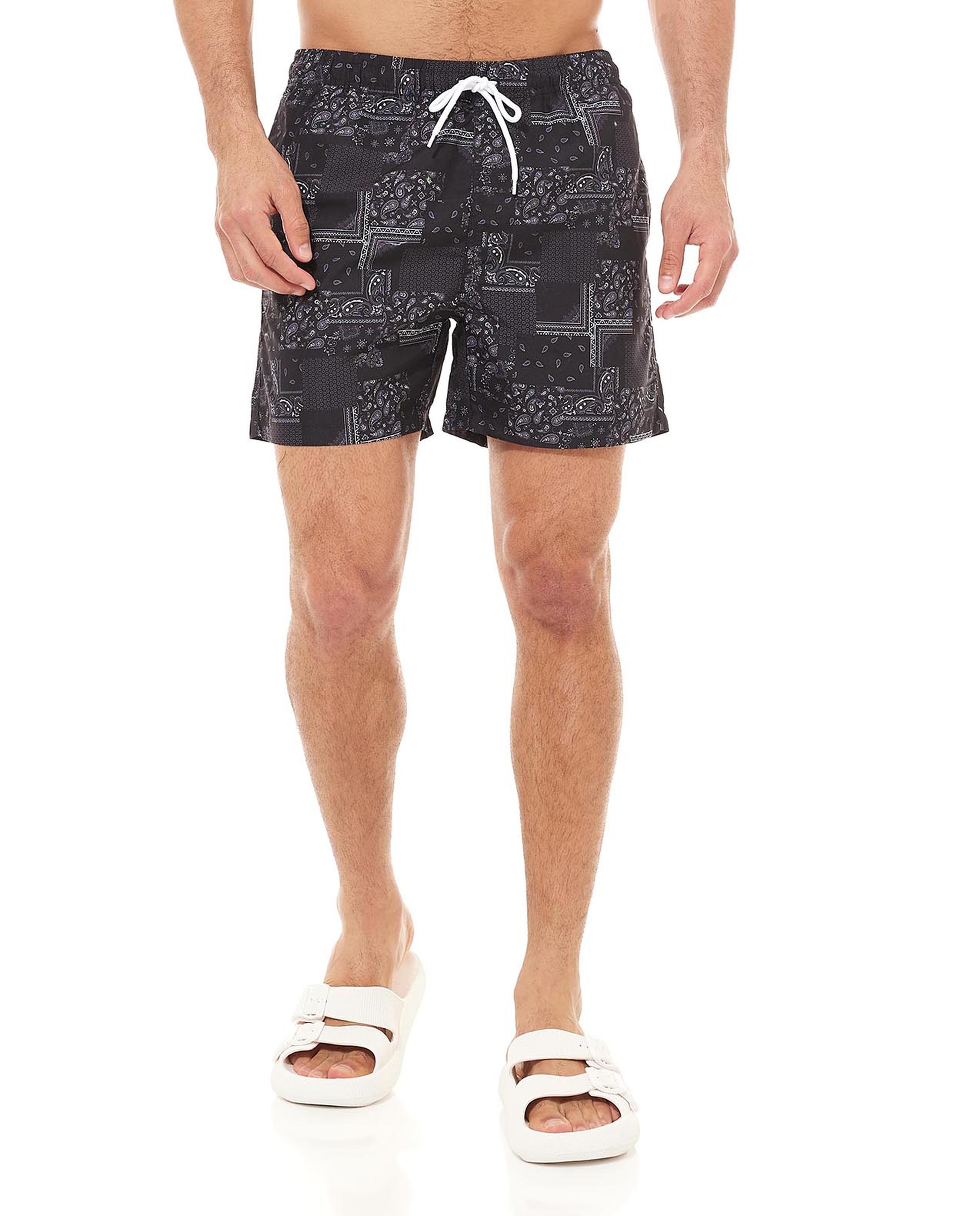 شورت بخصر ربط وبطبعة كاملة