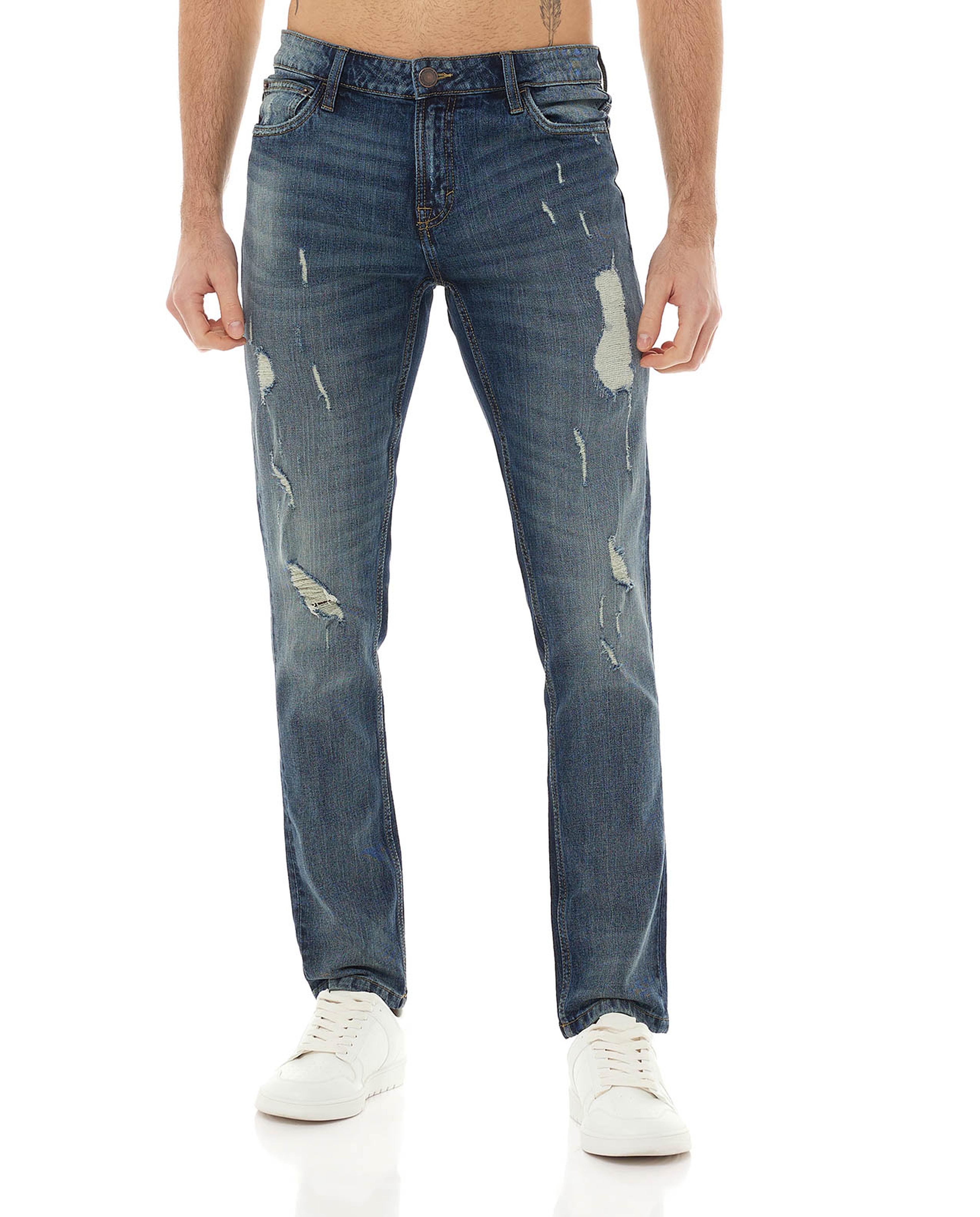 بنطلون جينز ممزق بأزرار