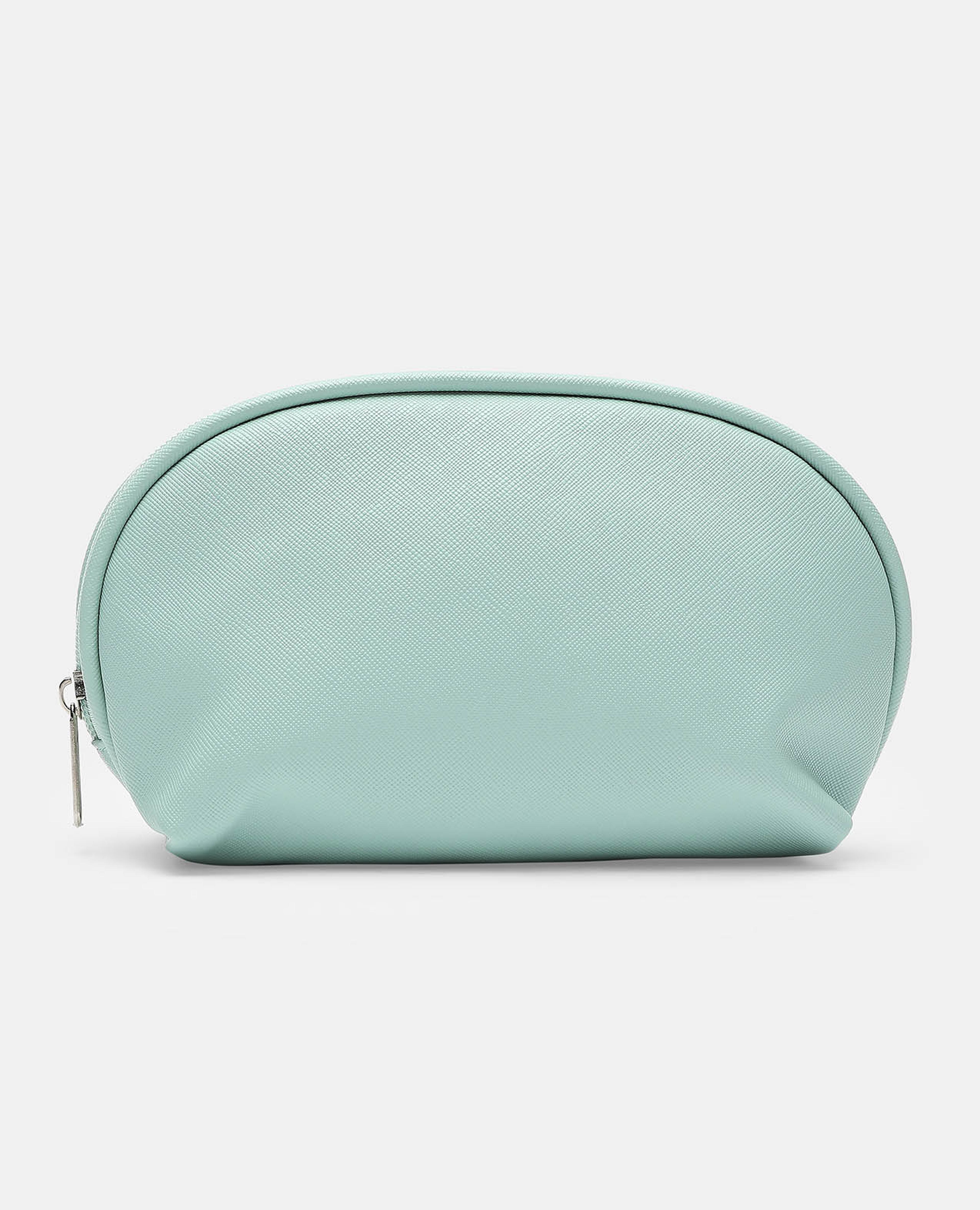 Solid Zip Around Round Cosmetic Pouch
