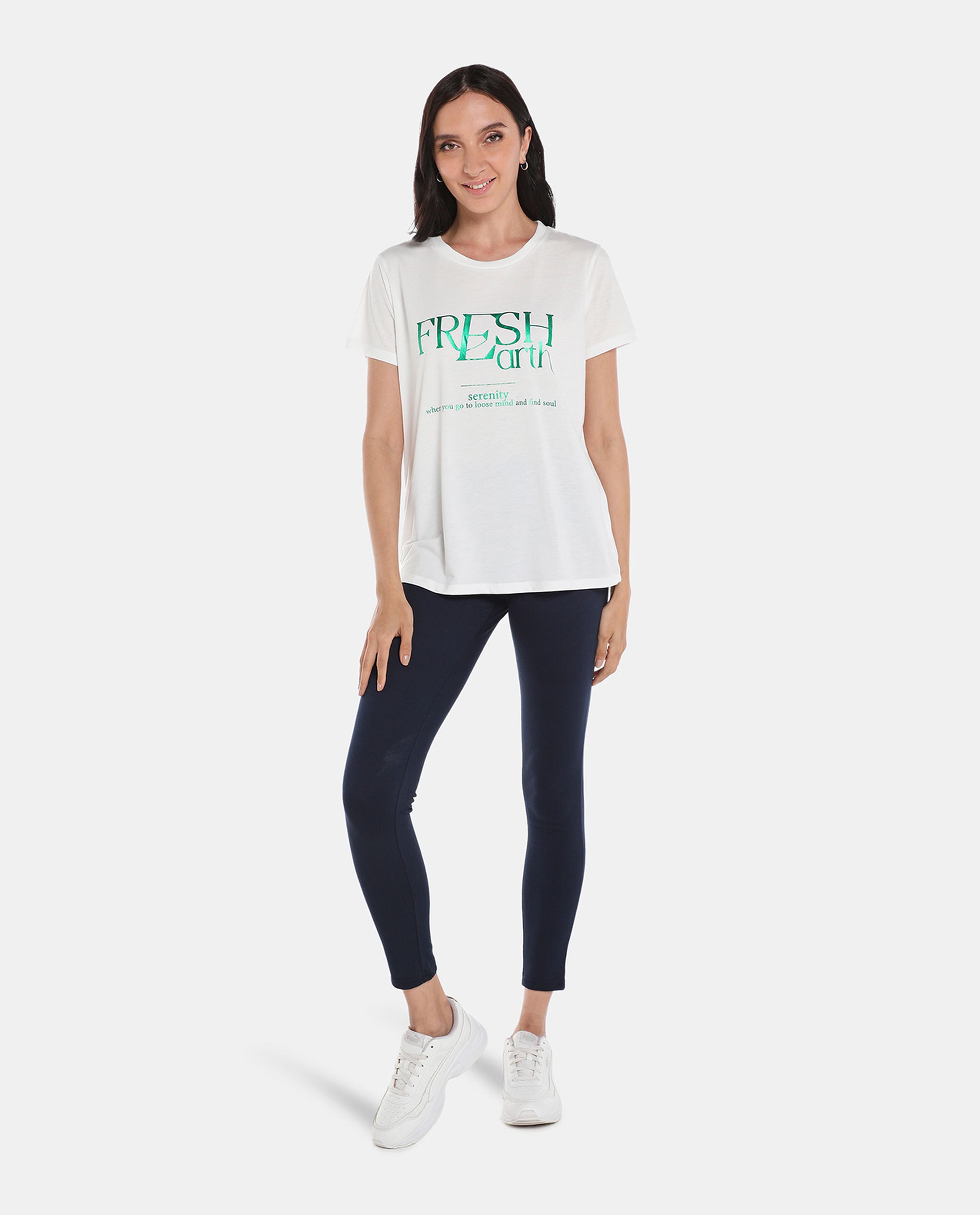 White Printed Regular Fit Top