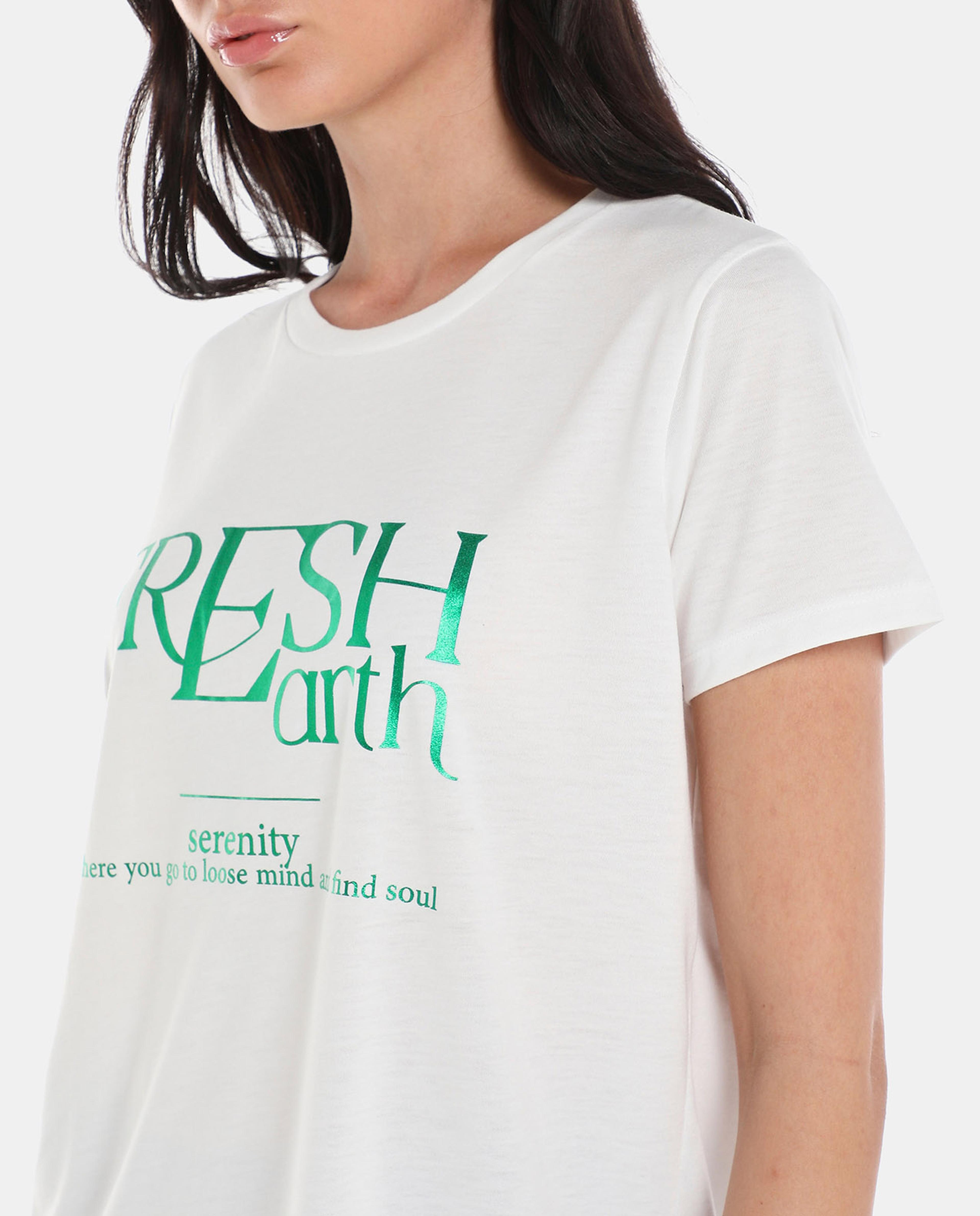 White Printed Regular Fit Top