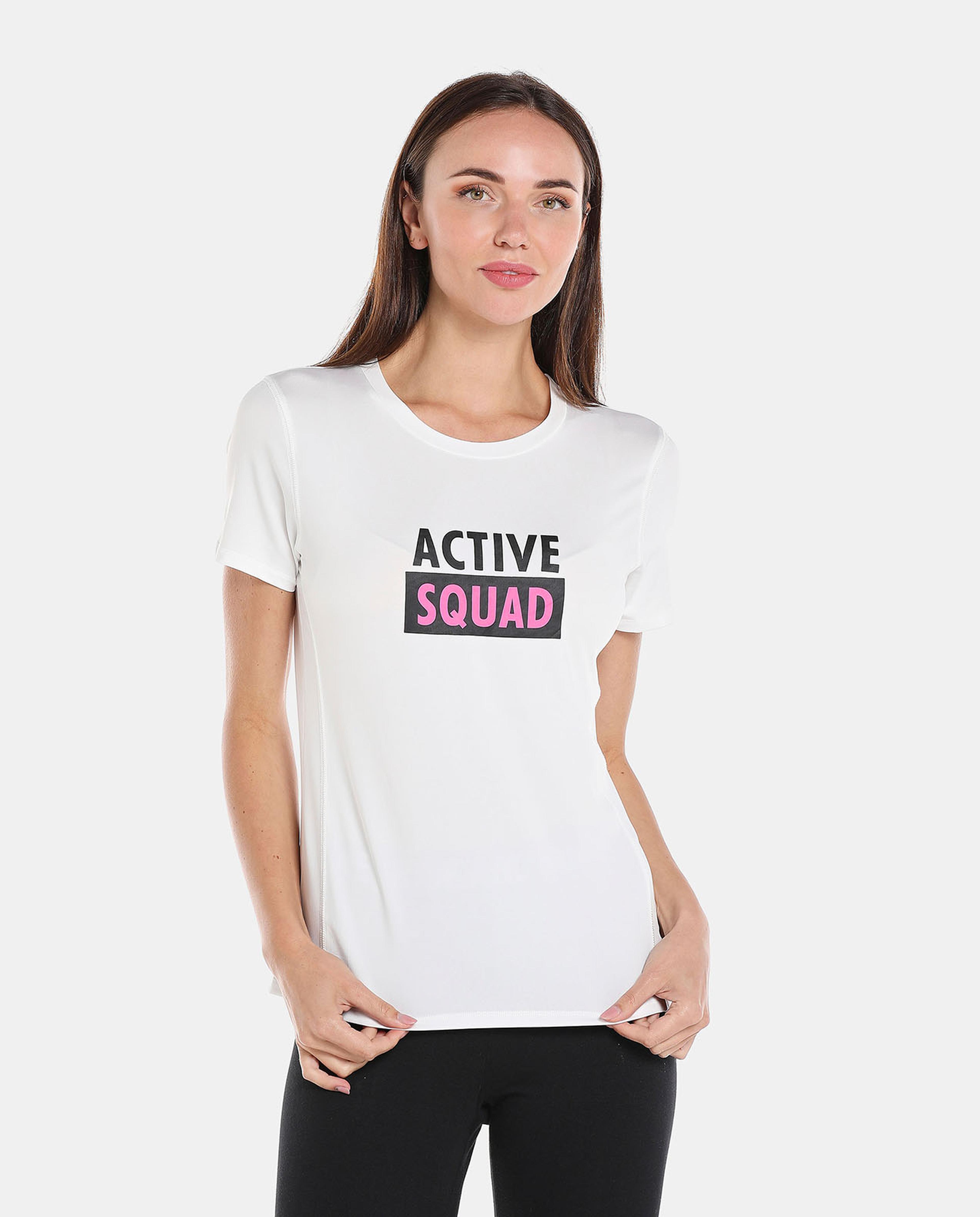 White Printed Regular Fit Activewear T-Shirt