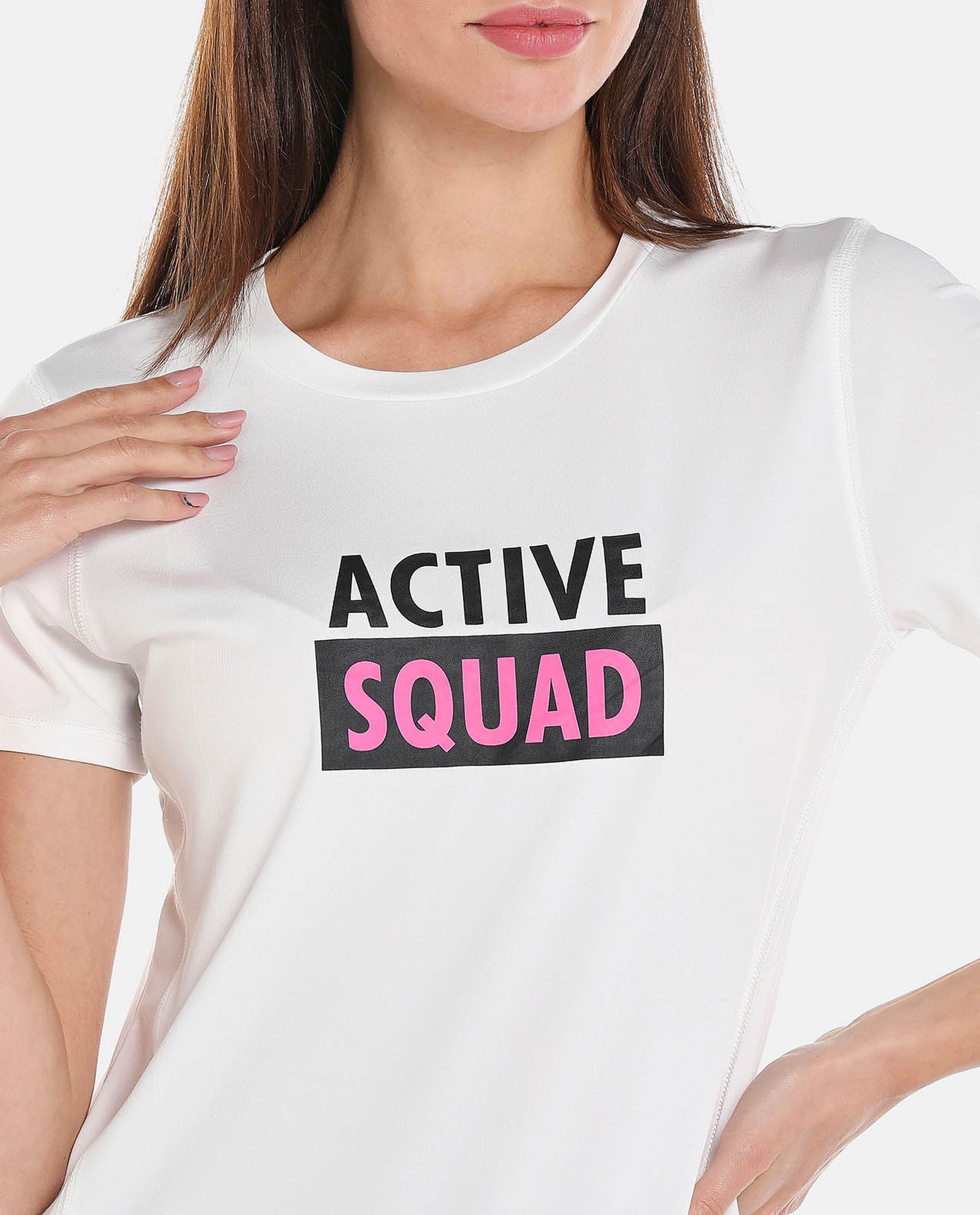White Printed Regular Fit Activewear T-Shirt