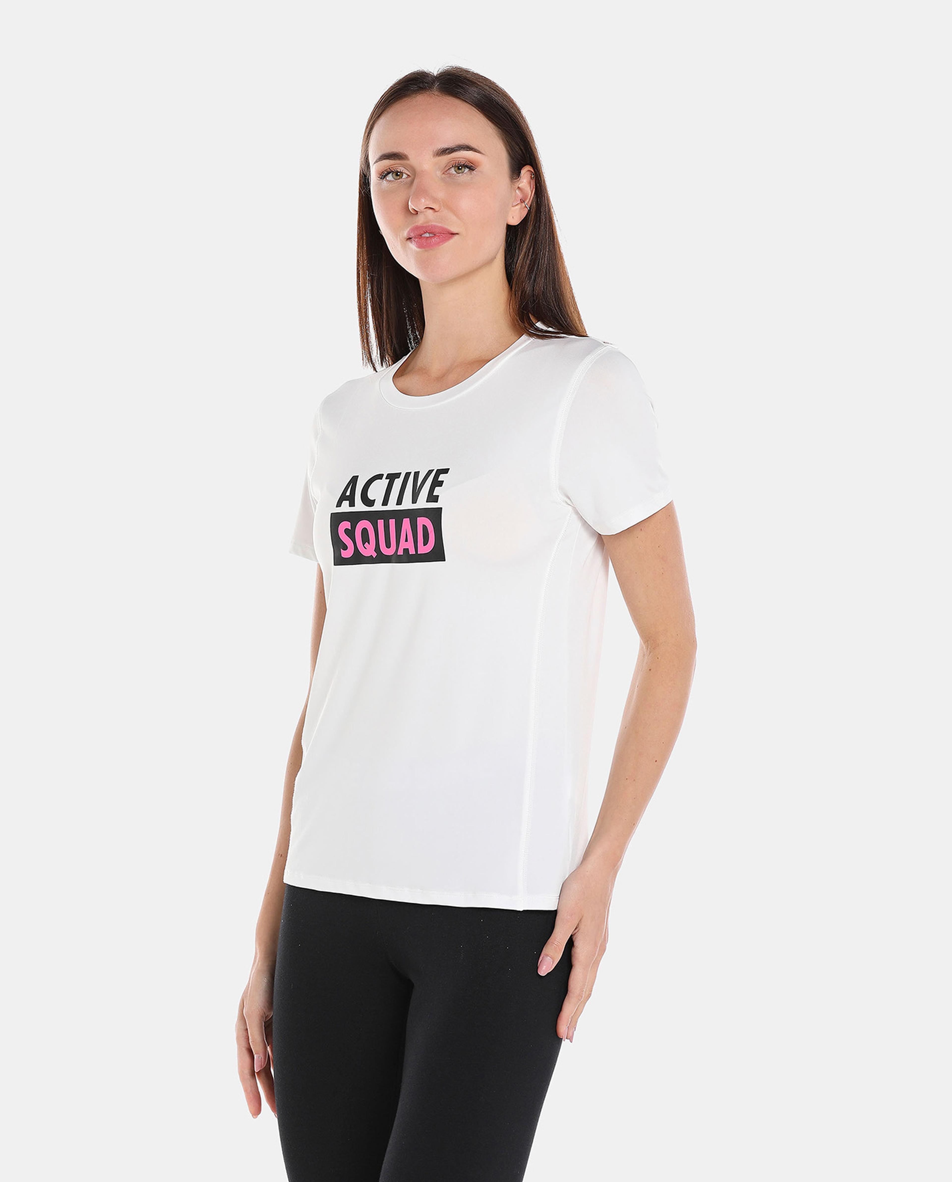 White Printed Regular Fit Activewear T-Shirt