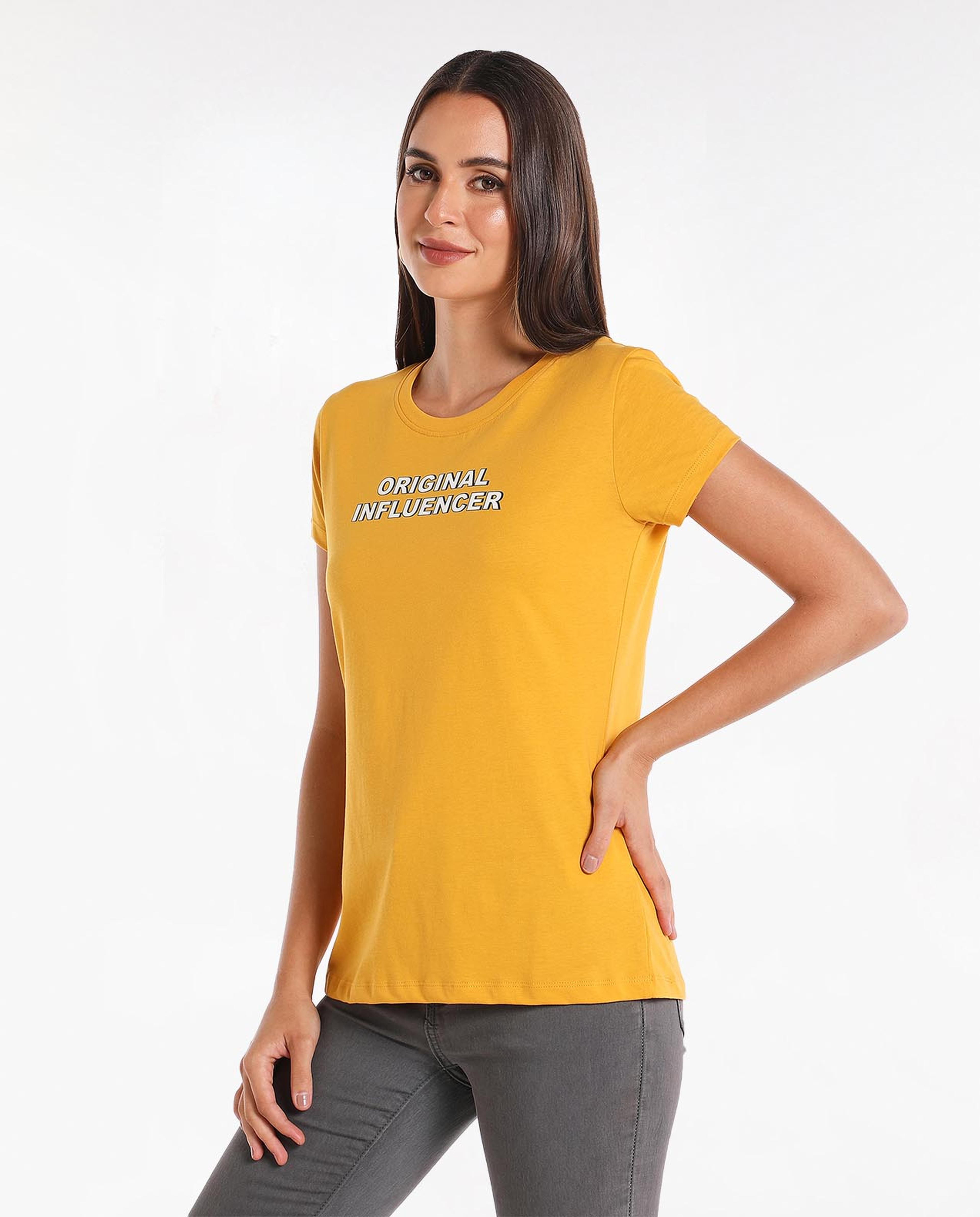 Casual Printed T-Shirt With Round Neck And Short Sleeves