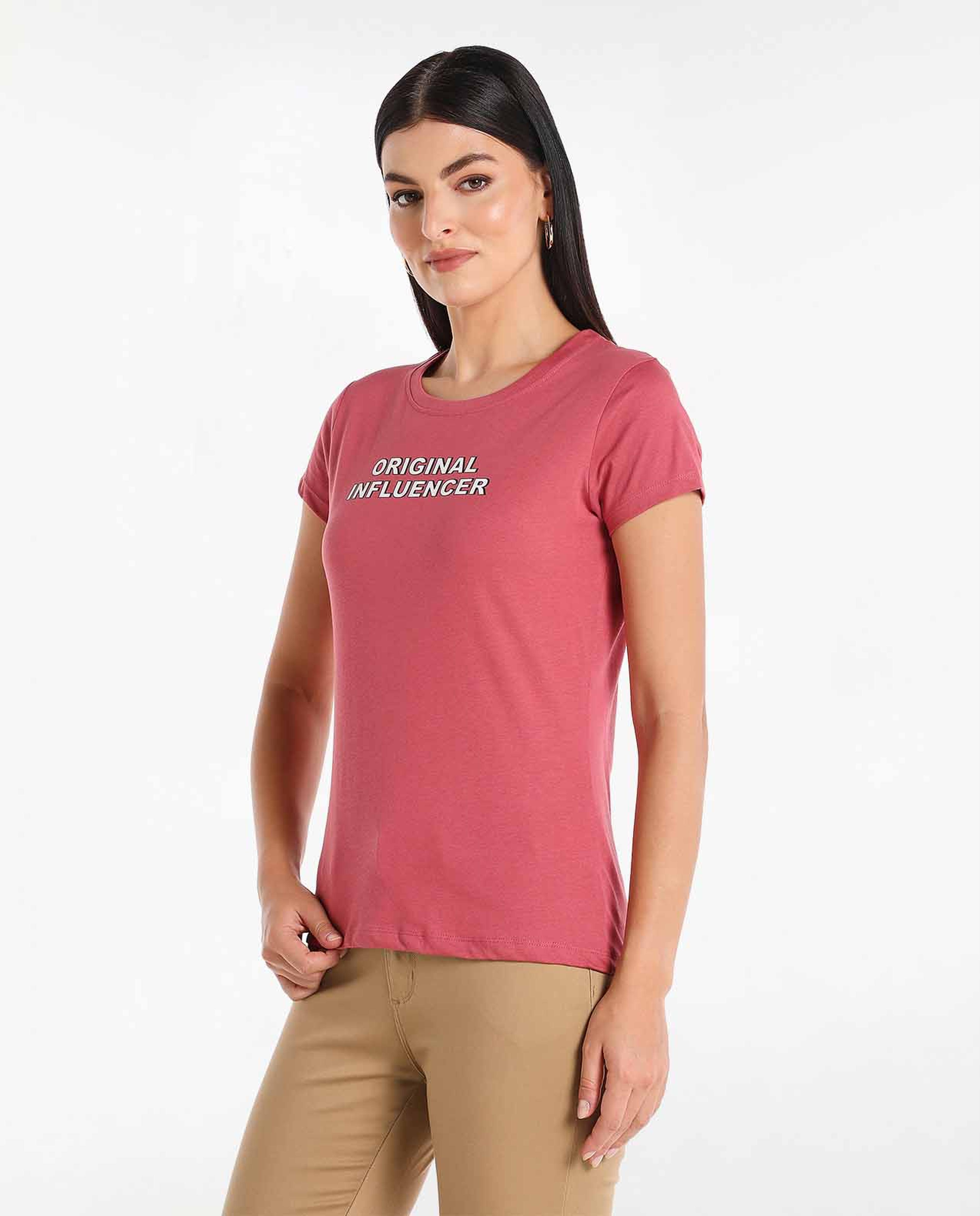 Casual Printed T-Shirt With Round Neck And Short Sleeves