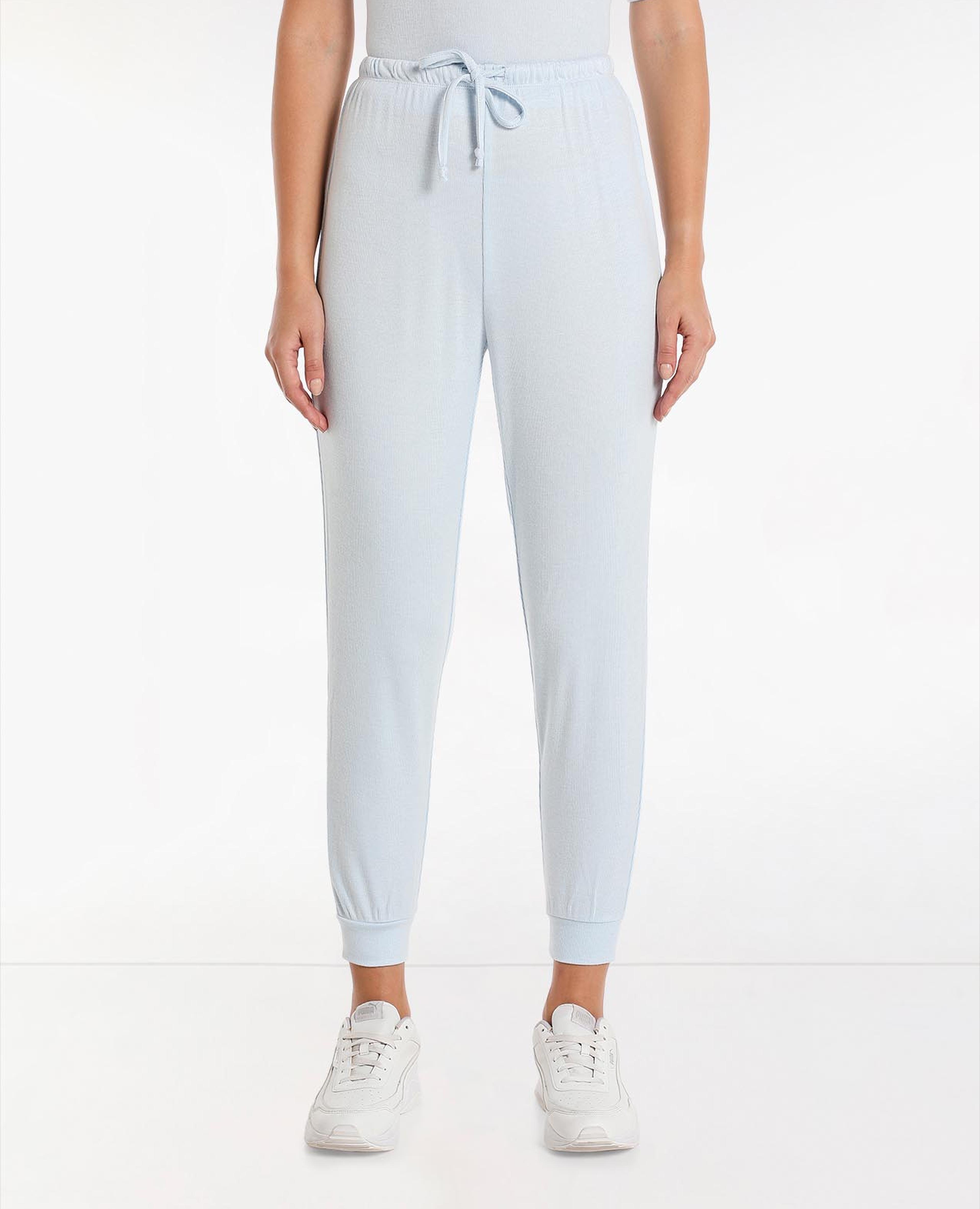 Solid Jogger Pants with Elasticated Drawstring Waist