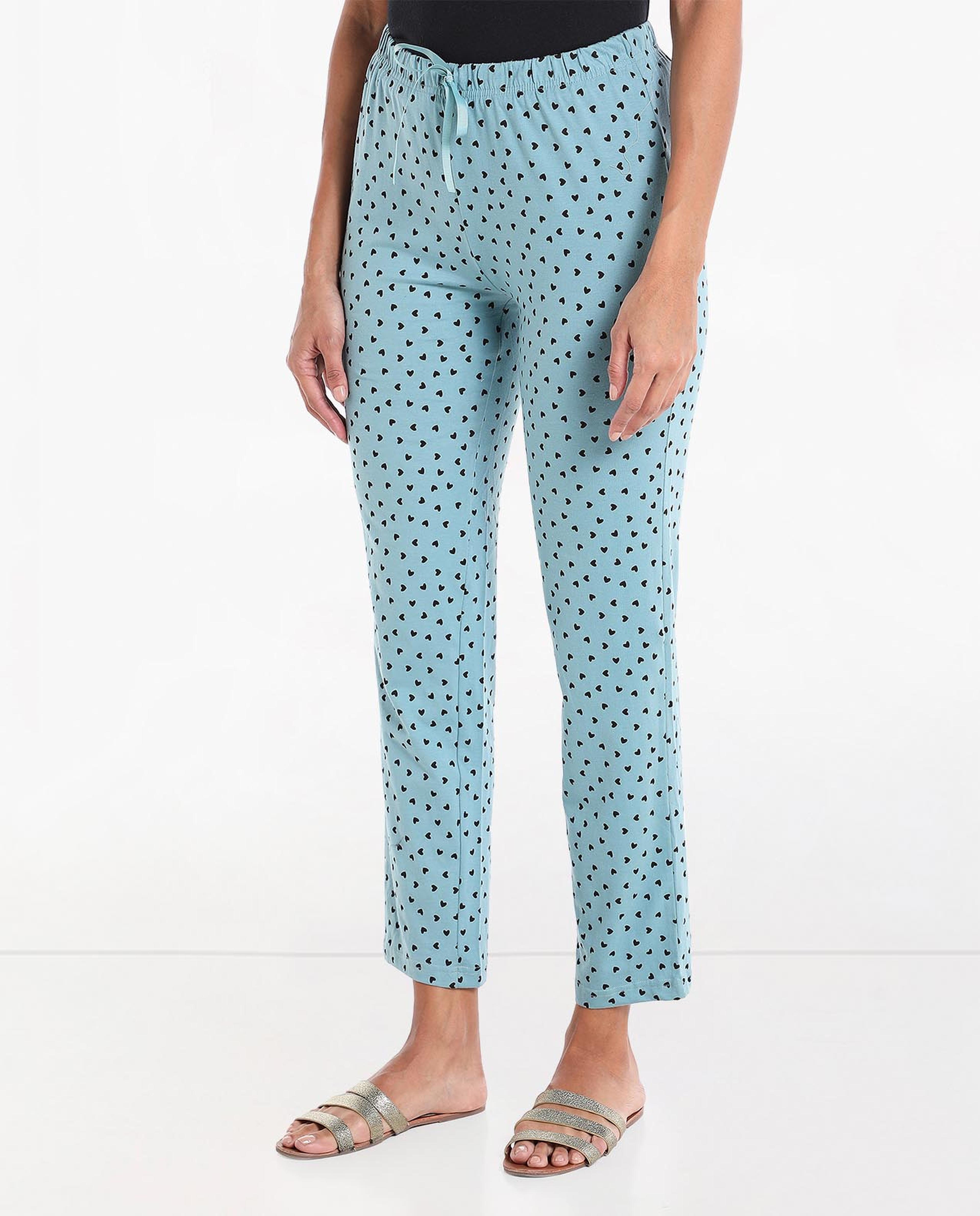 Printed Mid-Rise Lounge Pants with Drawstring Closure