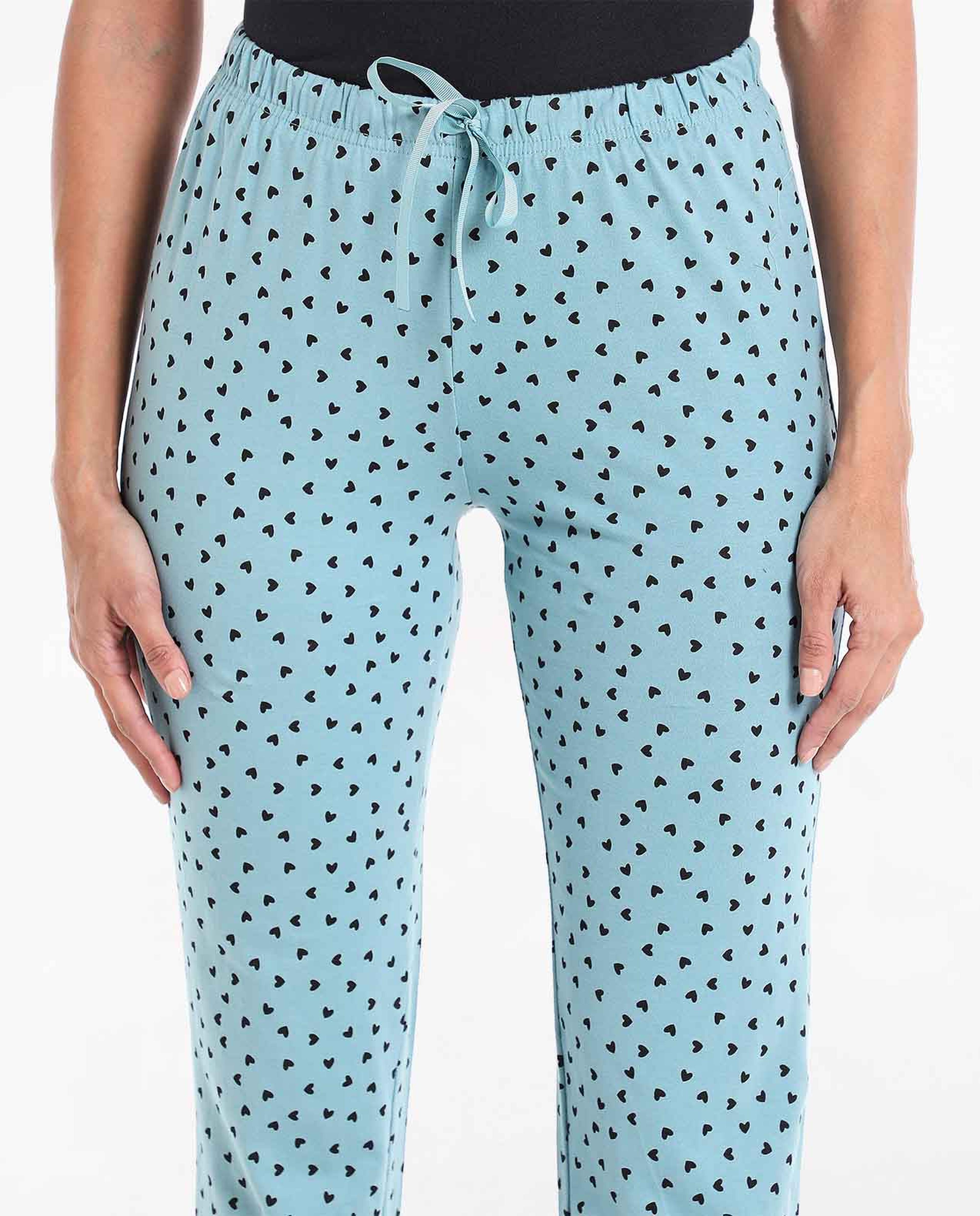 Printed Mid-Rise Lounge Pants with Drawstring Closure