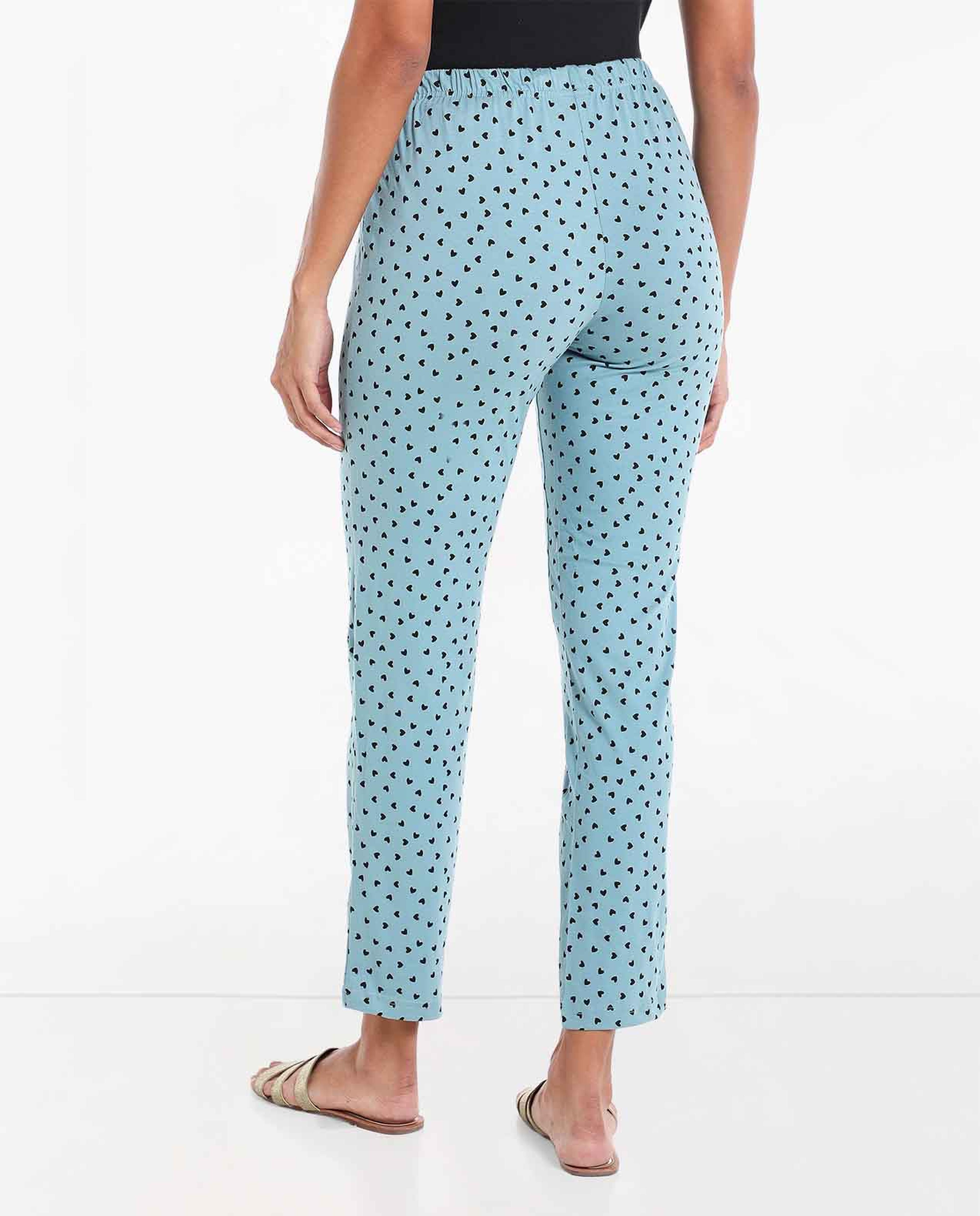 Printed Mid-Rise Lounge Pants with Drawstring Closure