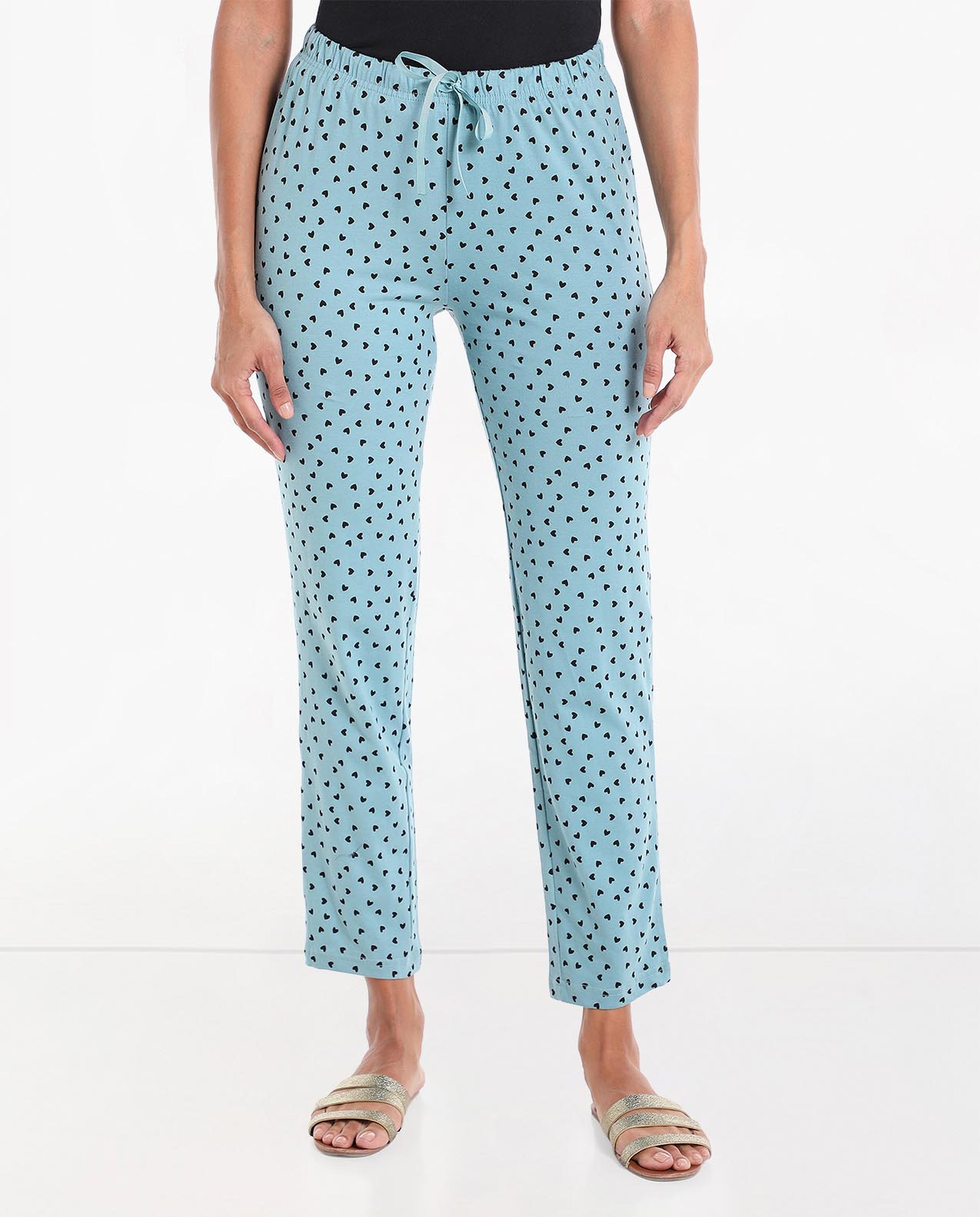 Printed Mid-Rise Lounge Pants with Drawstring Closure