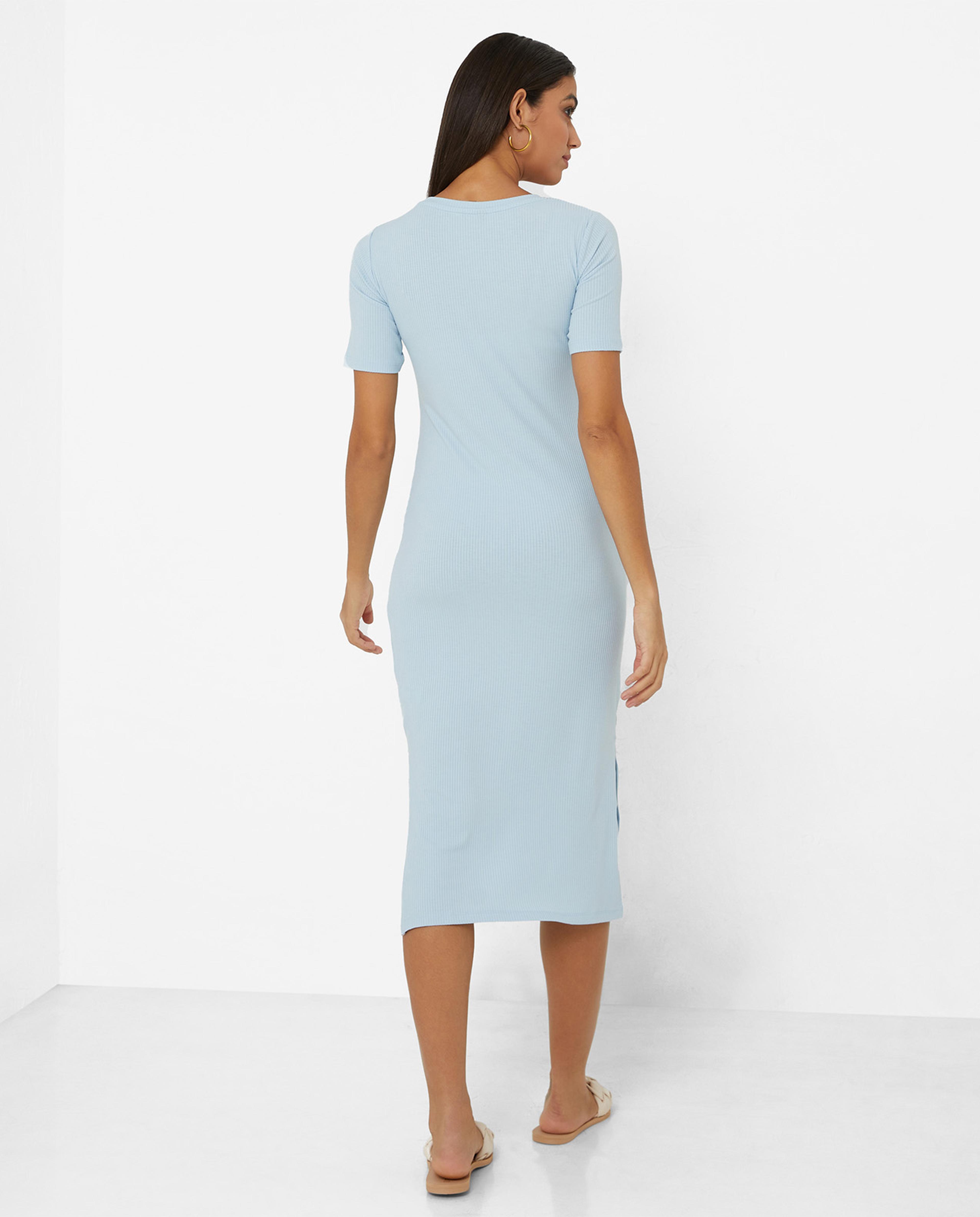 Solid Bodycon Dress with Side Slits