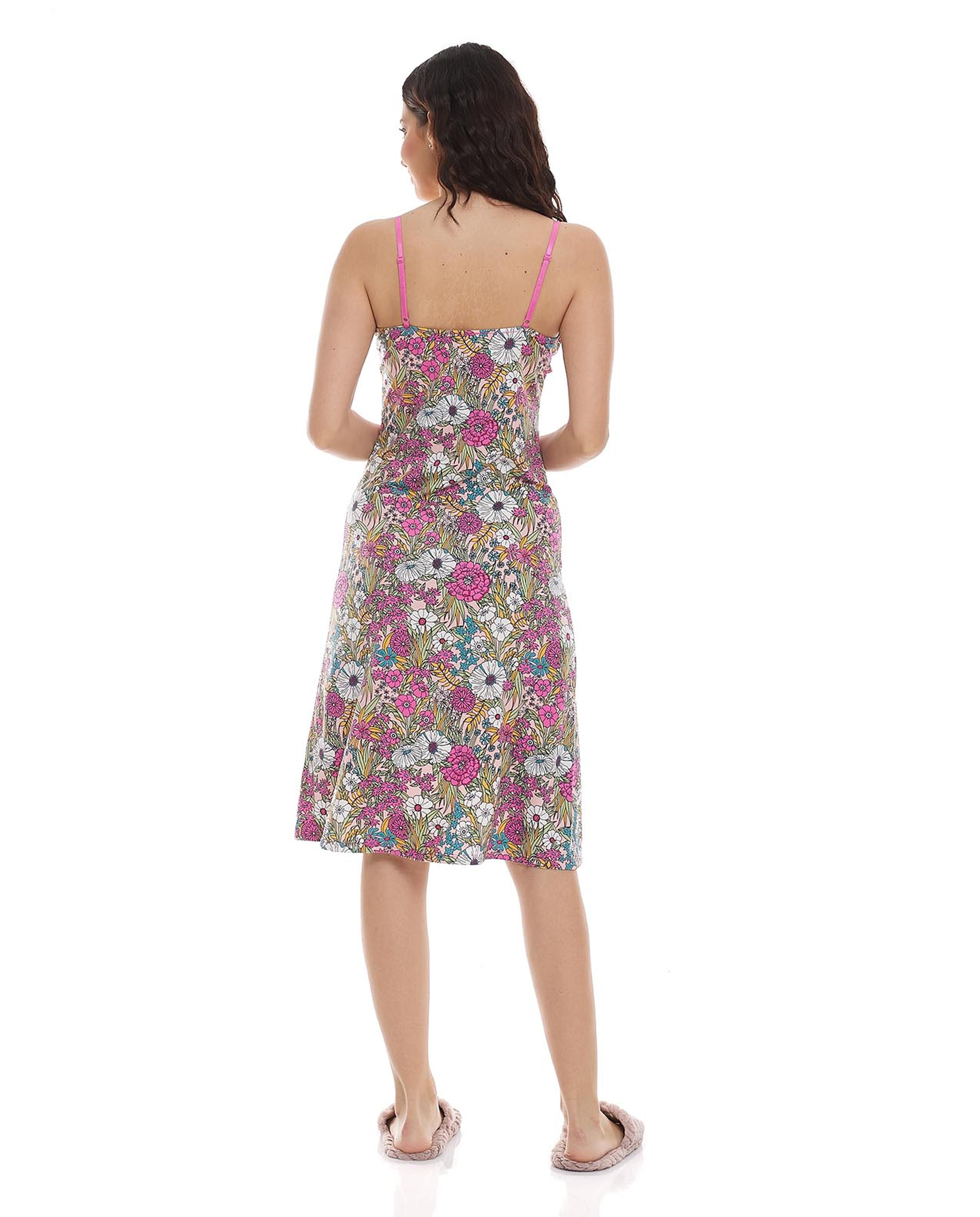 ثوب نوم بطبعة زهور وحمالات