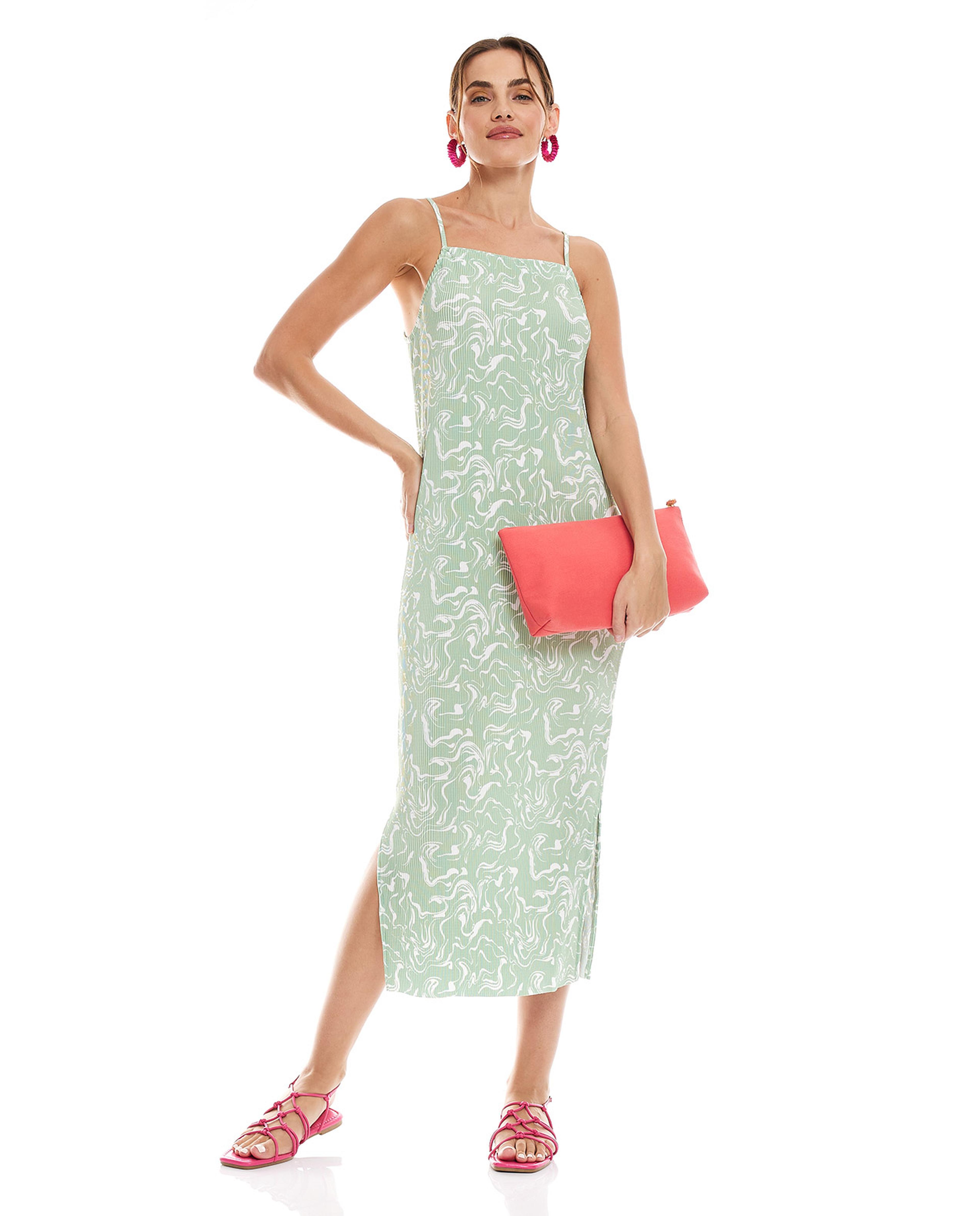 Printed Slip Dress with Side Slit