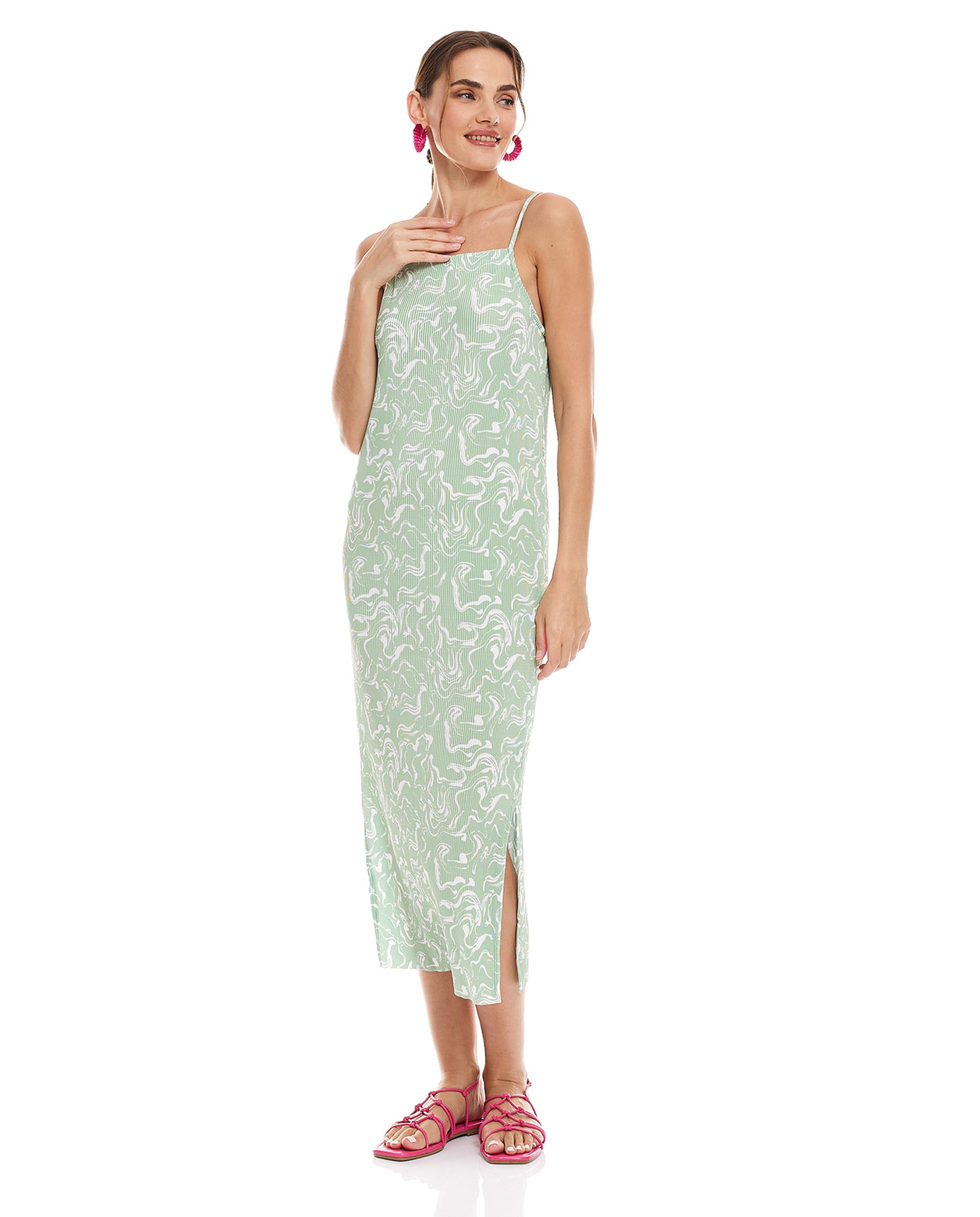 Printed Slip Dress with Side Slit