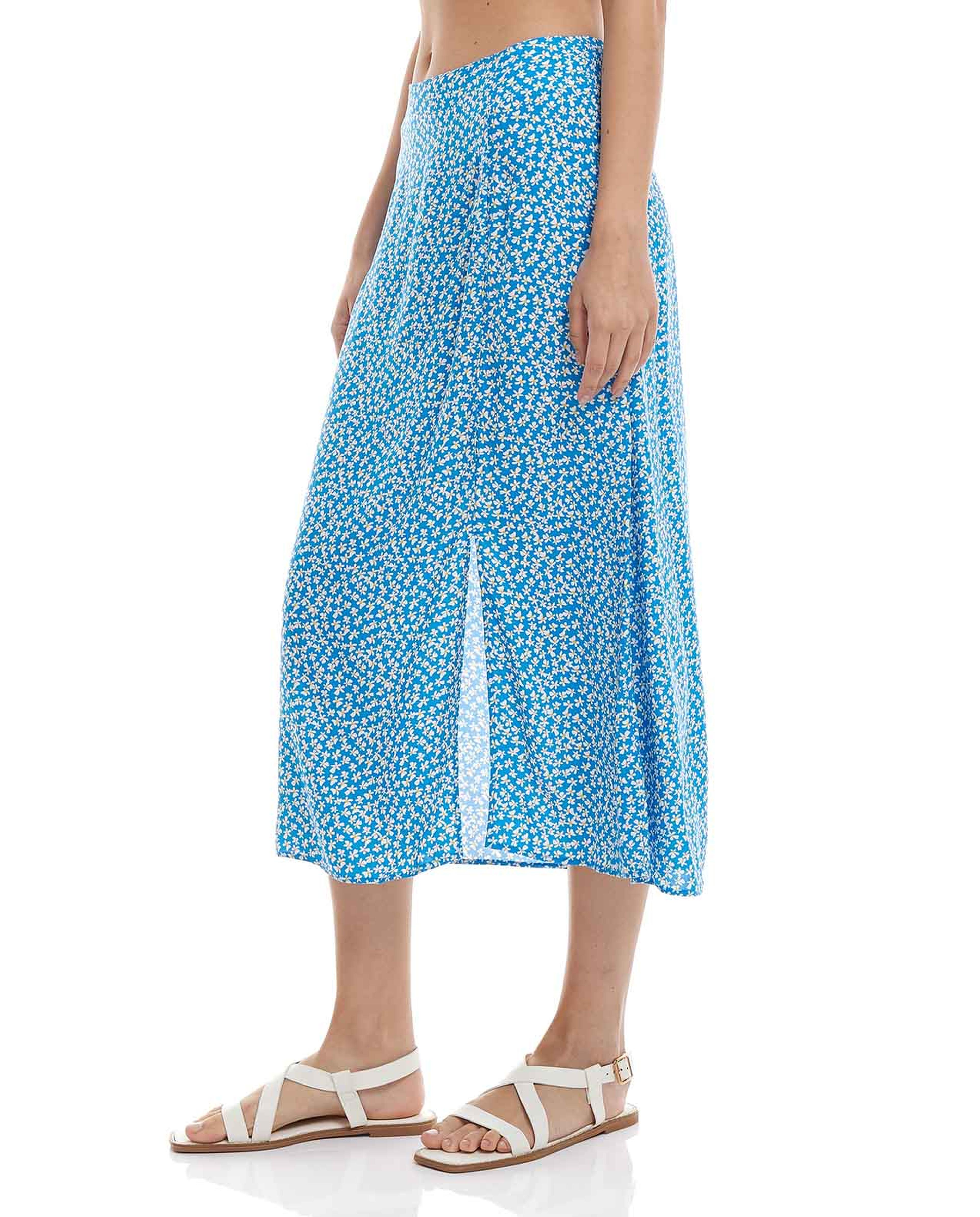 تنورة ميدي بطبعة زهور