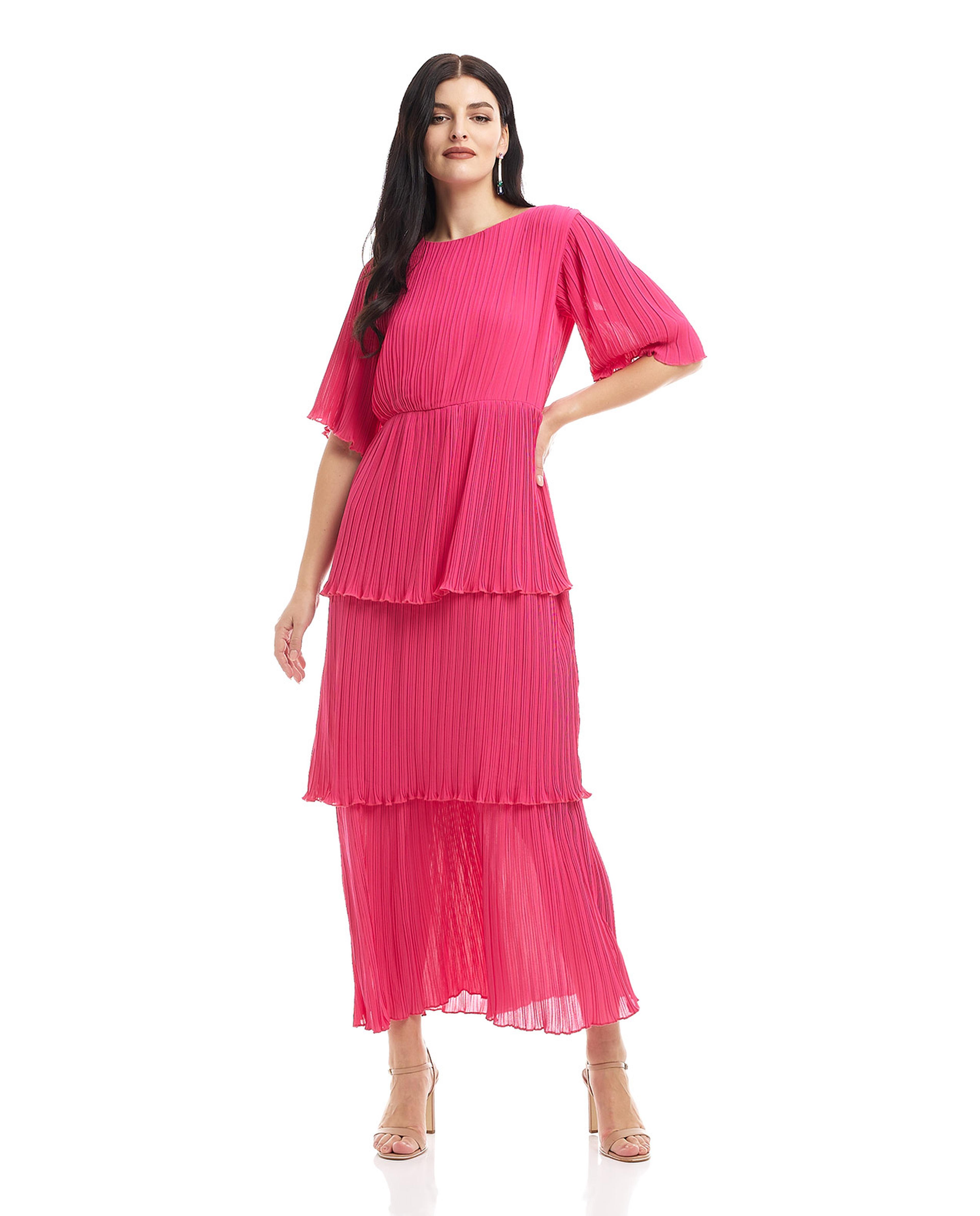 فستان ميدي بأكمام فلير