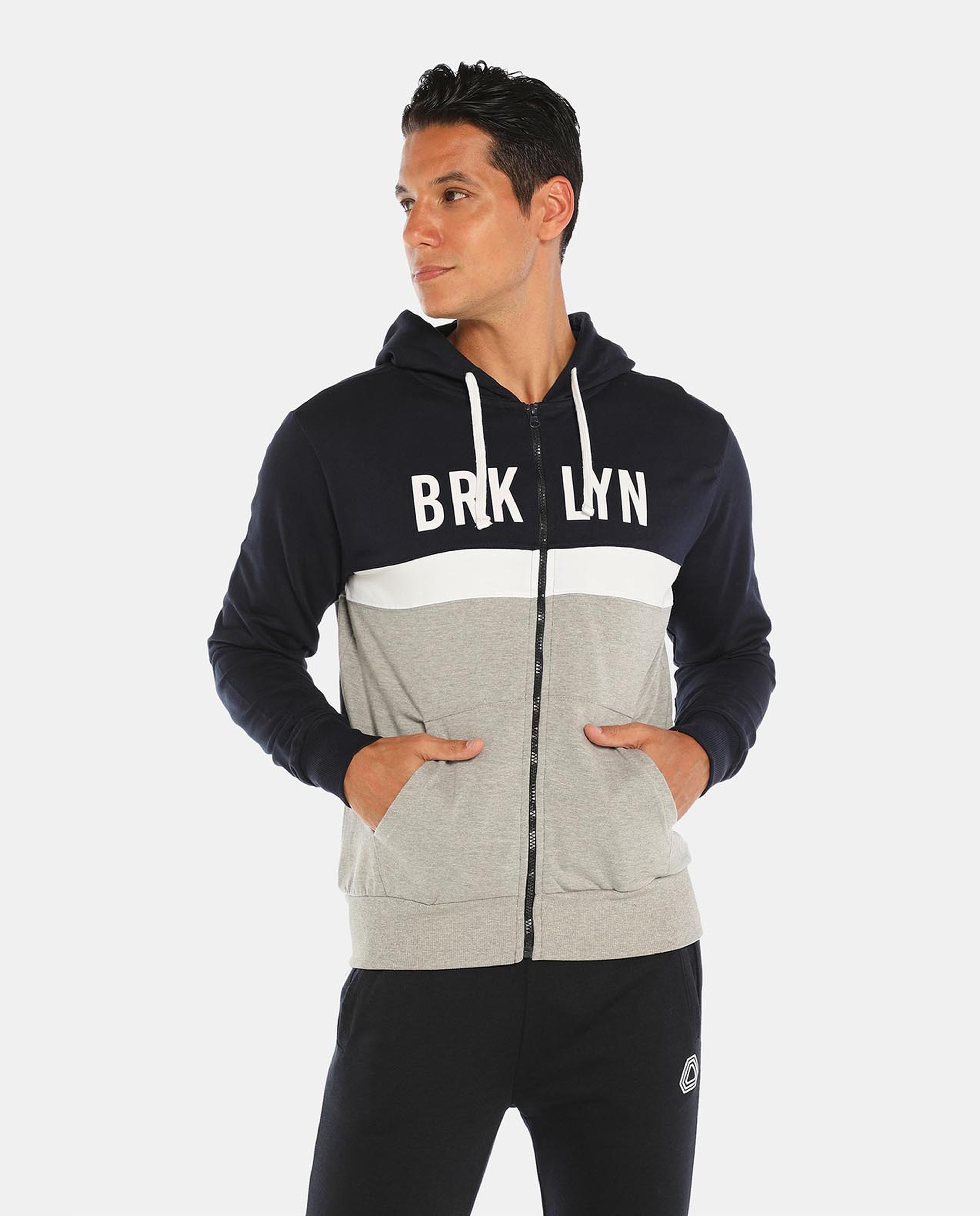 R&B Navy Blue Hooded Jacket