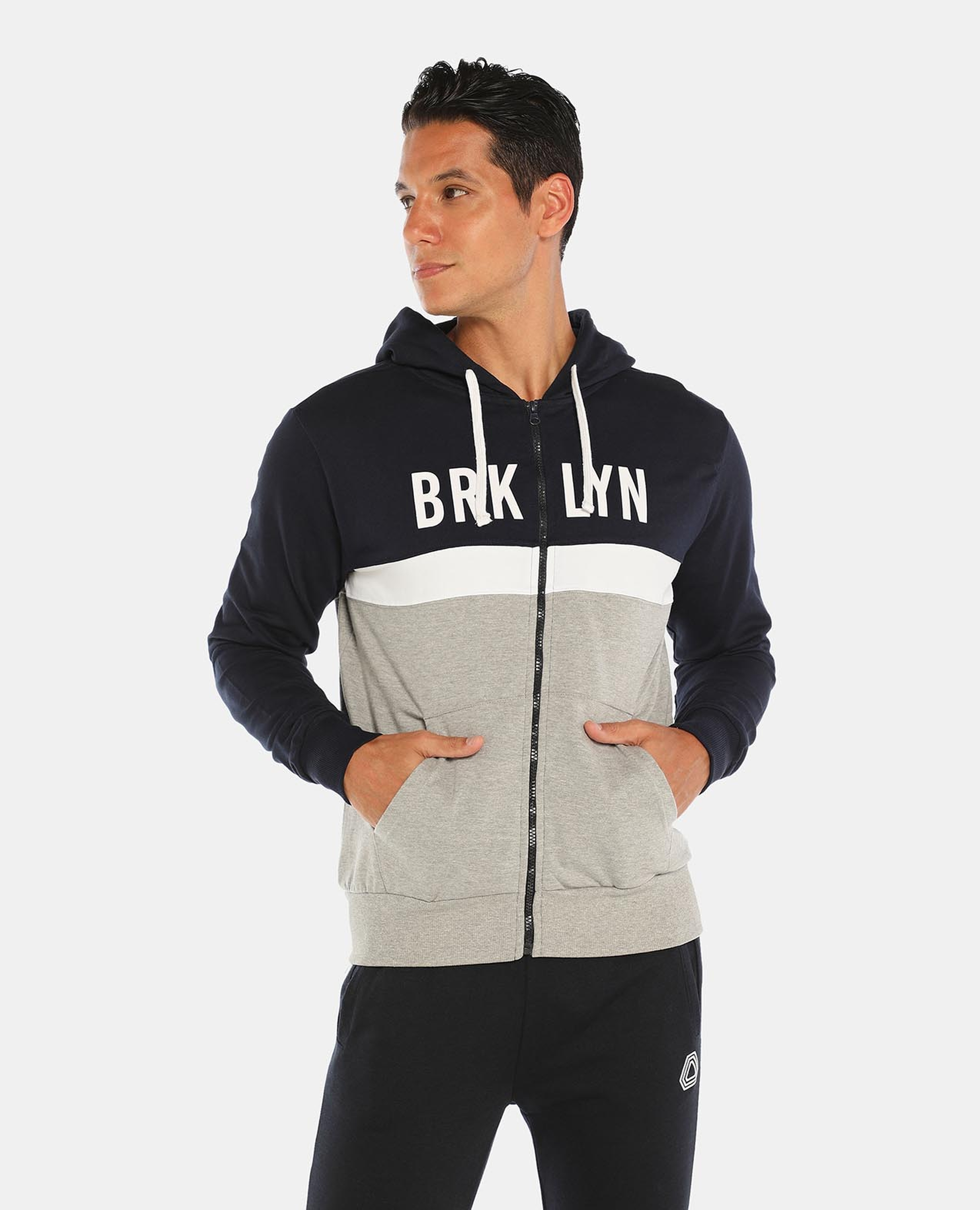 R&B Navy Blue Hooded Jacket