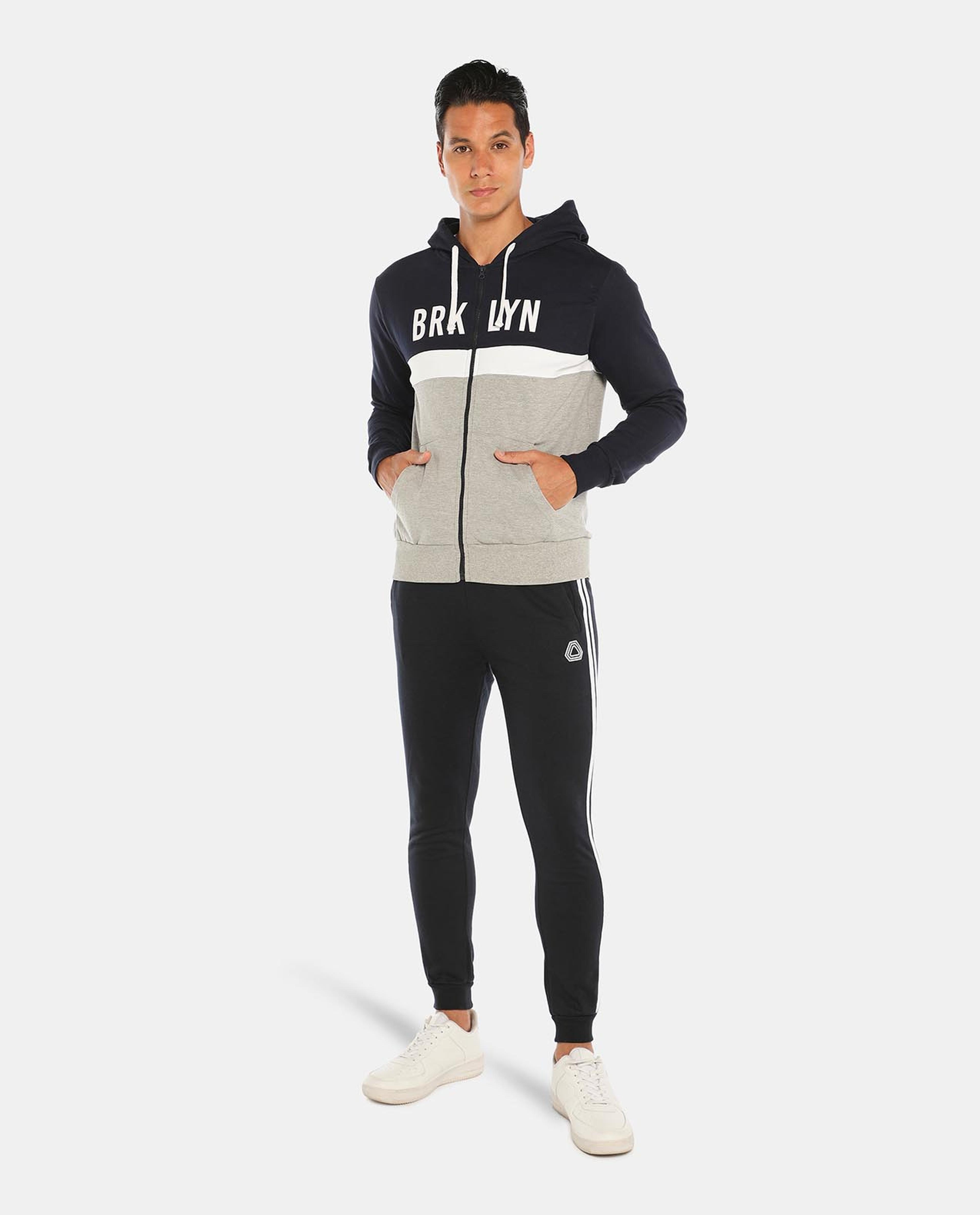 R&B Navy Blue Hooded Jacket