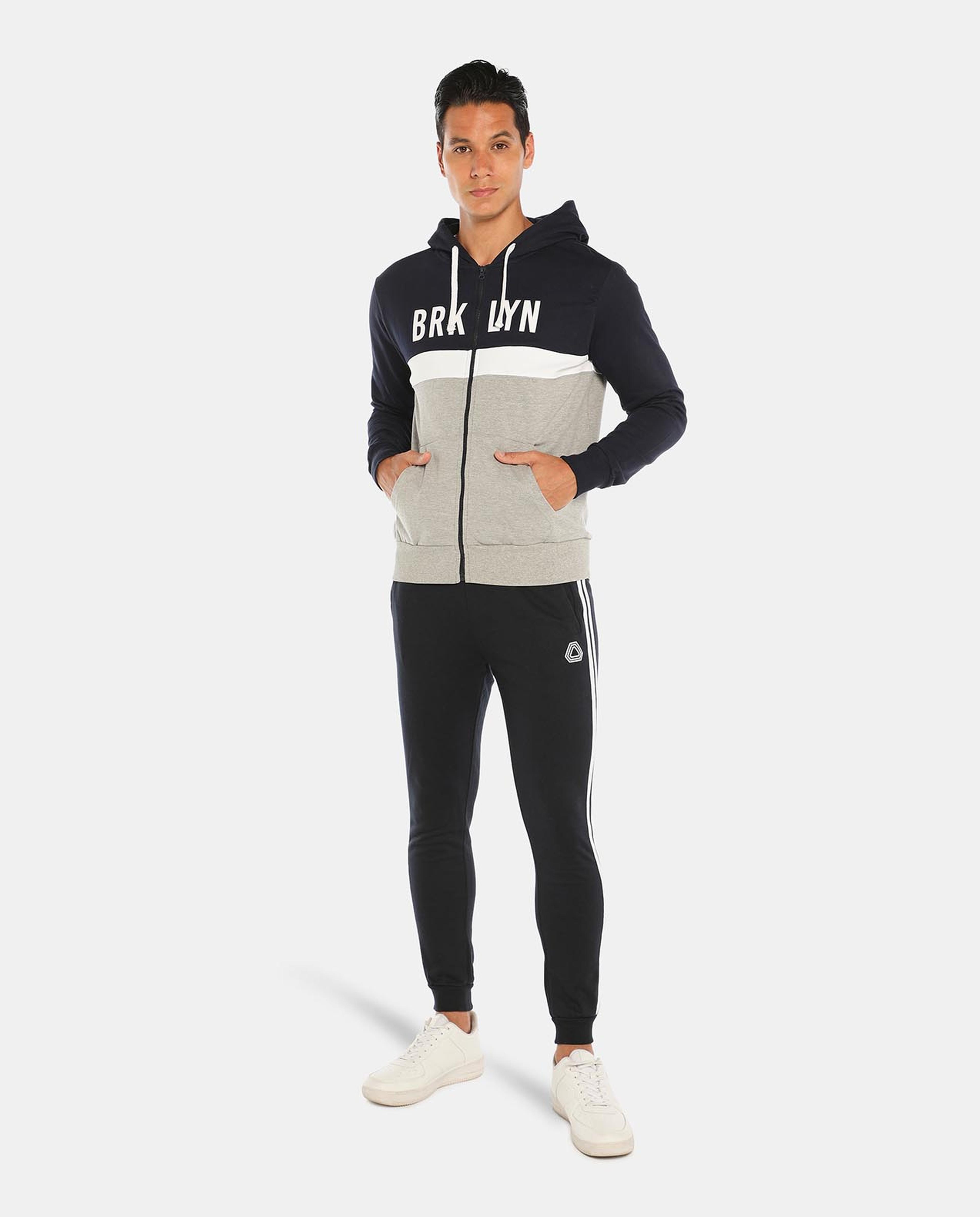 R&B Navy Blue Hooded Jacket