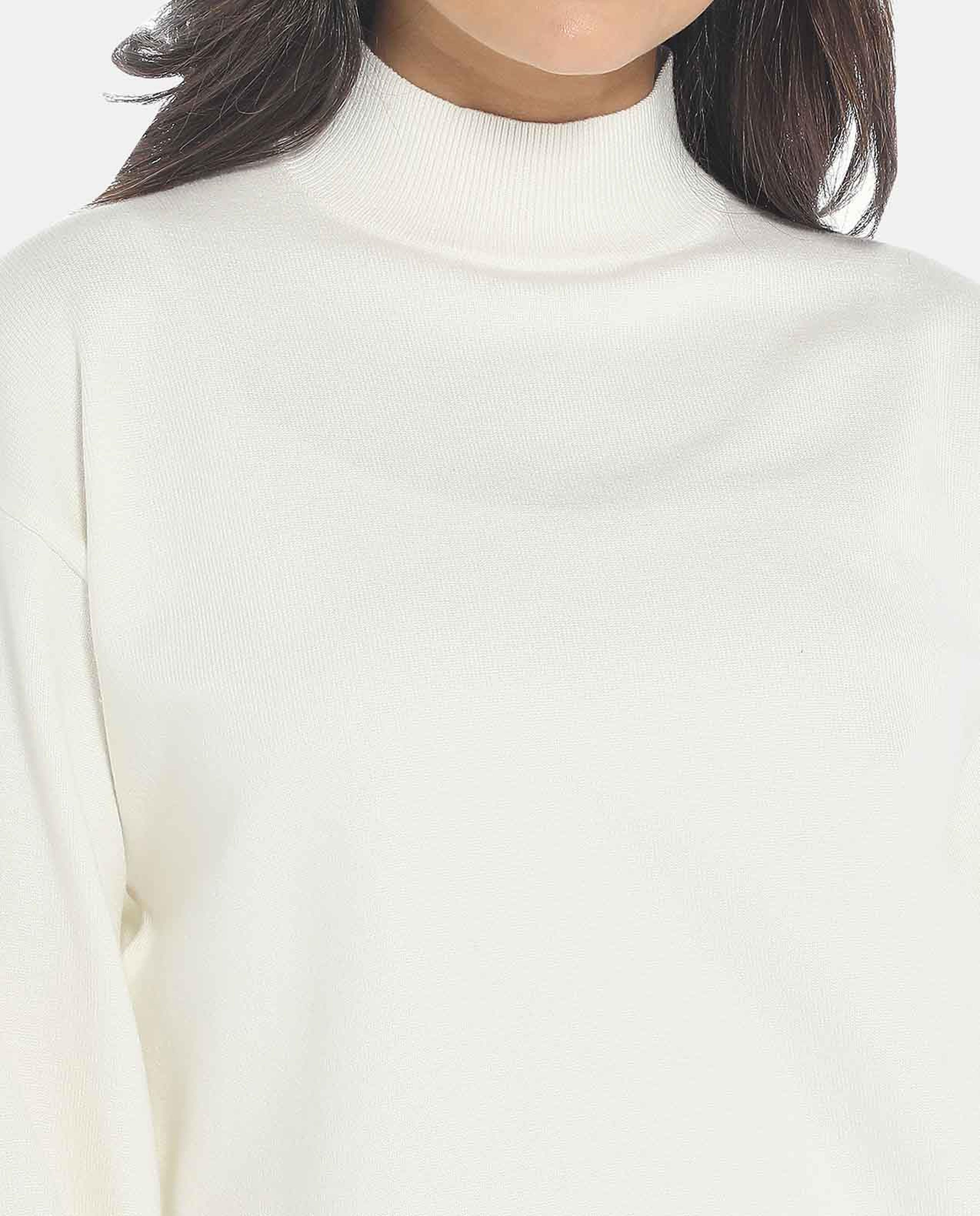 R&B White Bishop Sleeve Top Sweater
