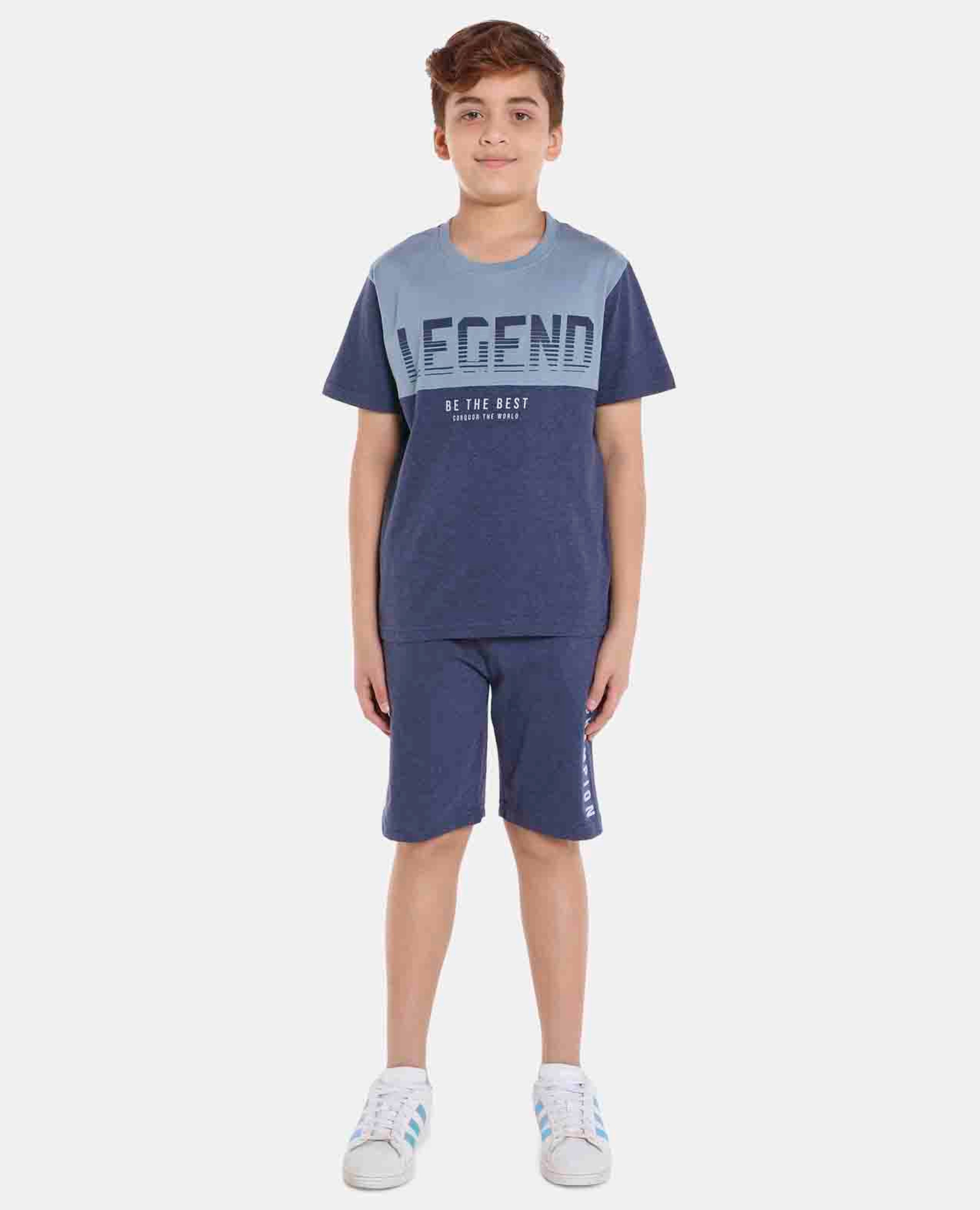 طقم رداء النوم بطبعة من - أزرق