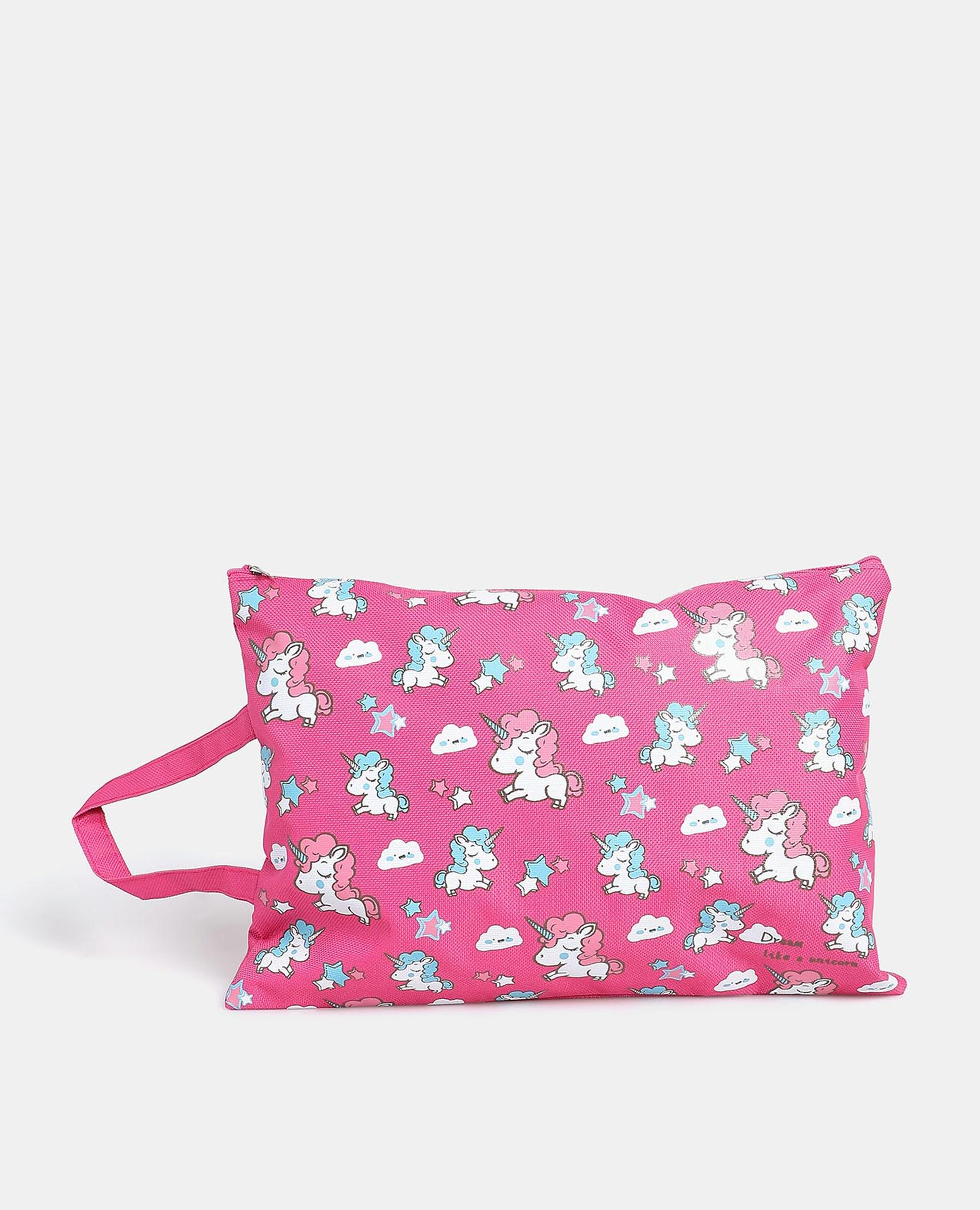 R&B Pink Unicorn Printed Clutch Bag